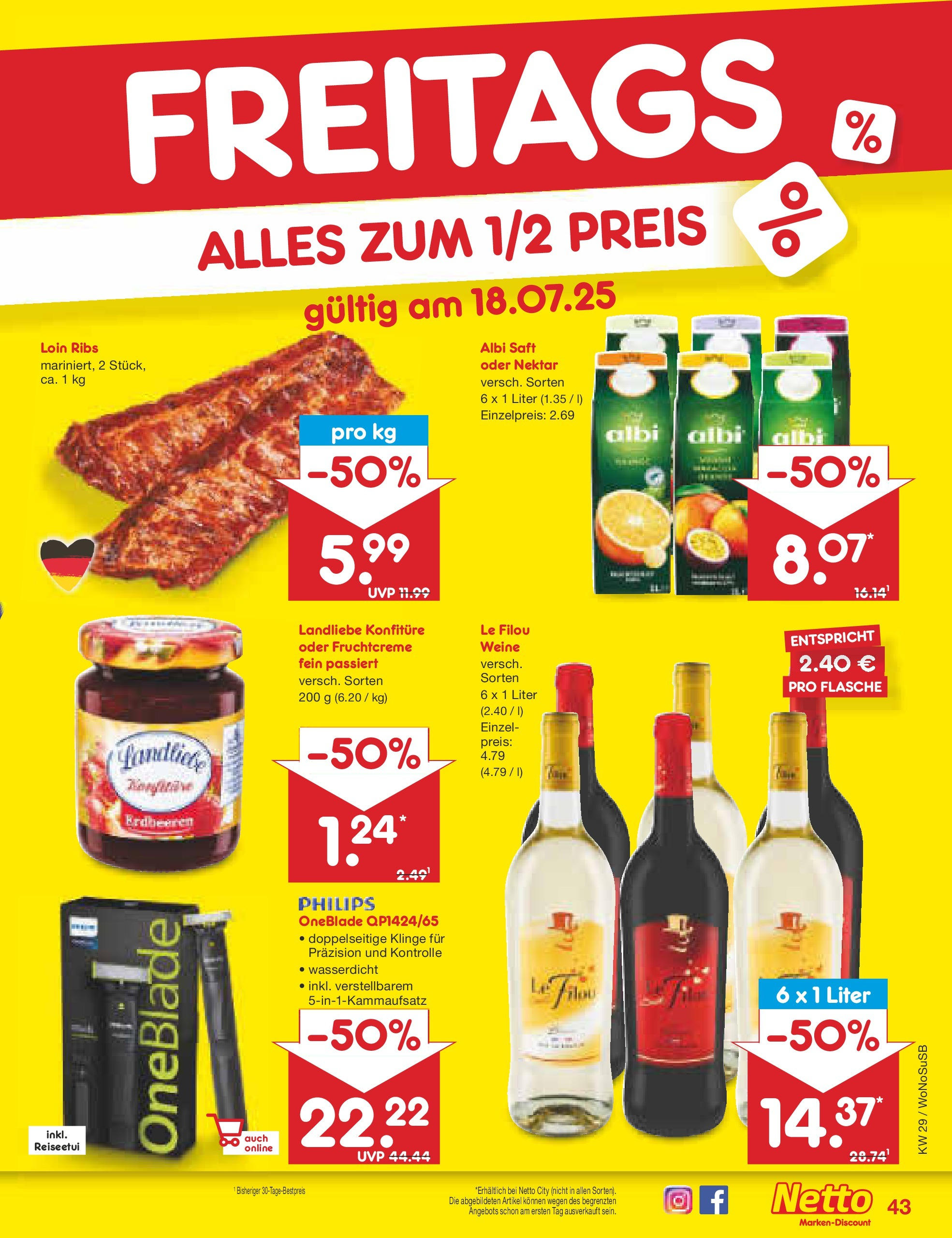 Netto Marken-Discount prospekt Lahnau (ab 13.07.2025) » Angebote | Seite: 65 | Produkte: Philips, Le filou, Saft, Erdbeeren Netto Marken-Discount prospekt Lahnau (ab 13.07.2025) » Angebote | Seite: 65 | Produkte: Philips, Le filou, Saft, Erdbeeren