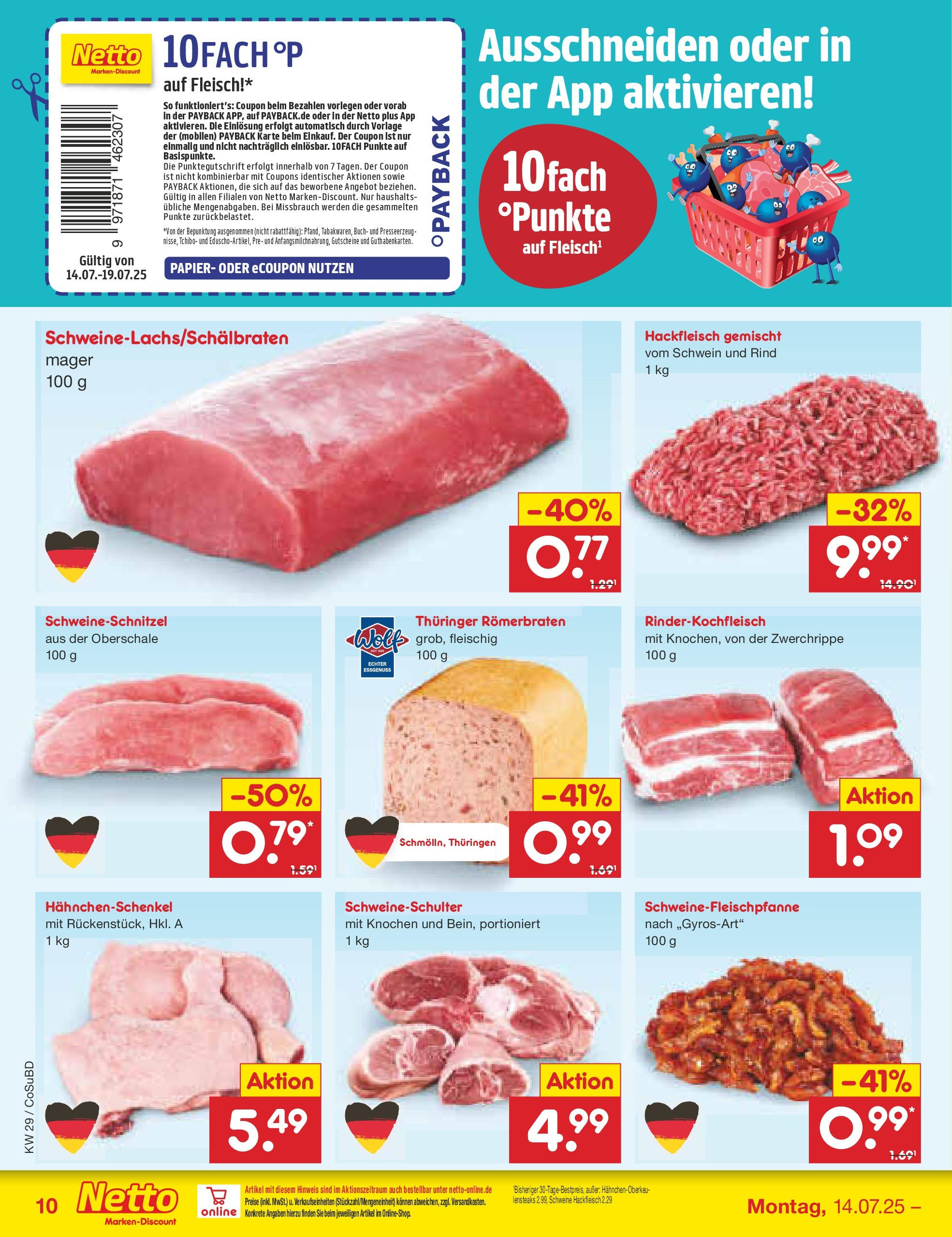 Netto Marken-Discount prospekt Delitzsch (ab 13.07.2025) » Angebote | Seite: 12 | Produkte: Hahnchenschenkel, Fleisch, Hackfleisch Netto Marken-Discount prospekt Delitzsch (ab 13.07.2025) » Angebote | Seite: 12 | Produkte: Hahnchenschenkel, Fleisch, Hackfleisch