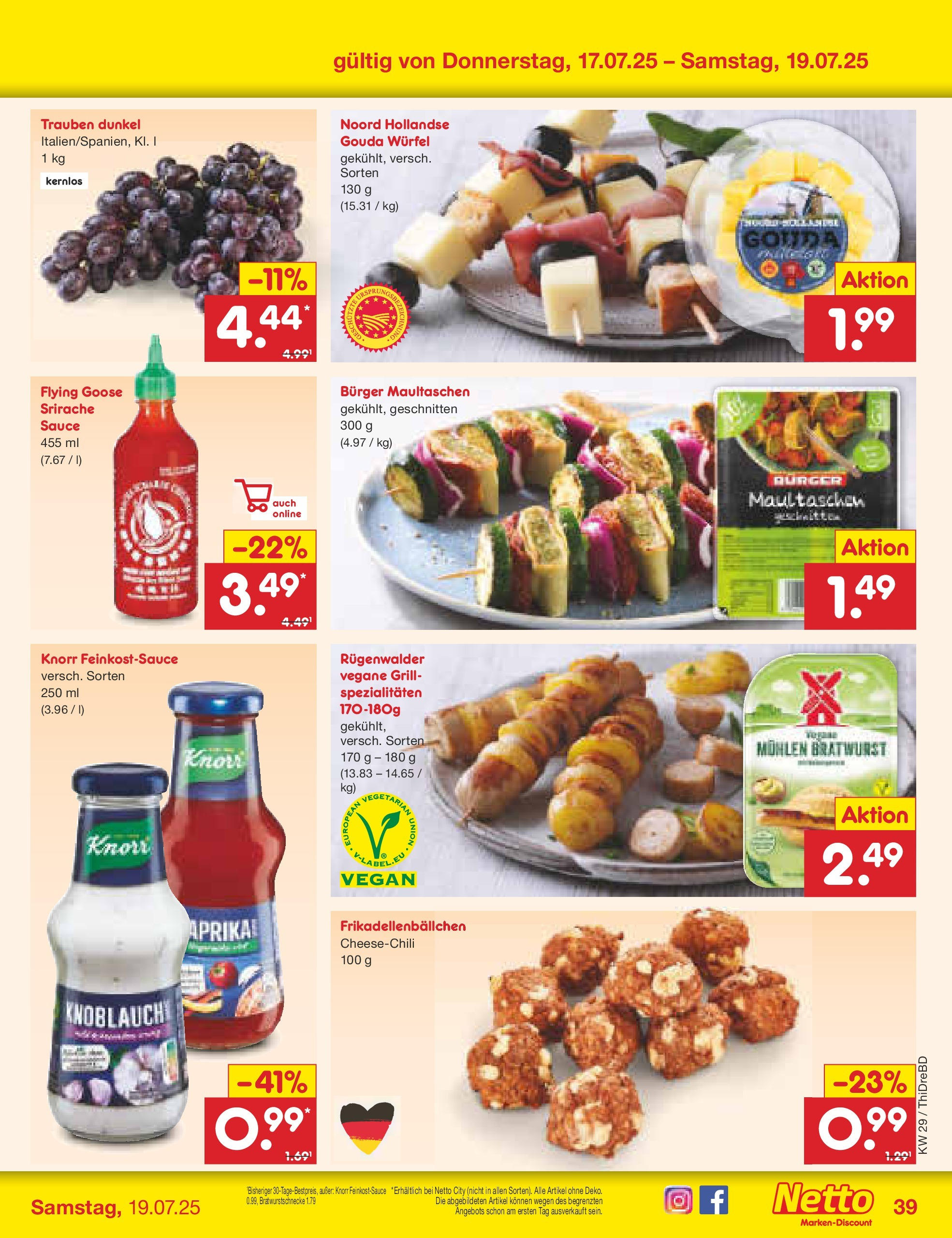 Netto Marken-Discount prospekt Dresden-Seidnitz (ab 13.07.2025) » Angebote | Seite: 61 | Produkte: Grill, Knorr, Knoblauch, Maultaschen Netto Marken-Discount prospekt Dresden-Seidnitz (ab 13.07.2025) » Angebote | Seite: 61 | Produkte: Grill, Knorr, Knoblauch, Maultaschen