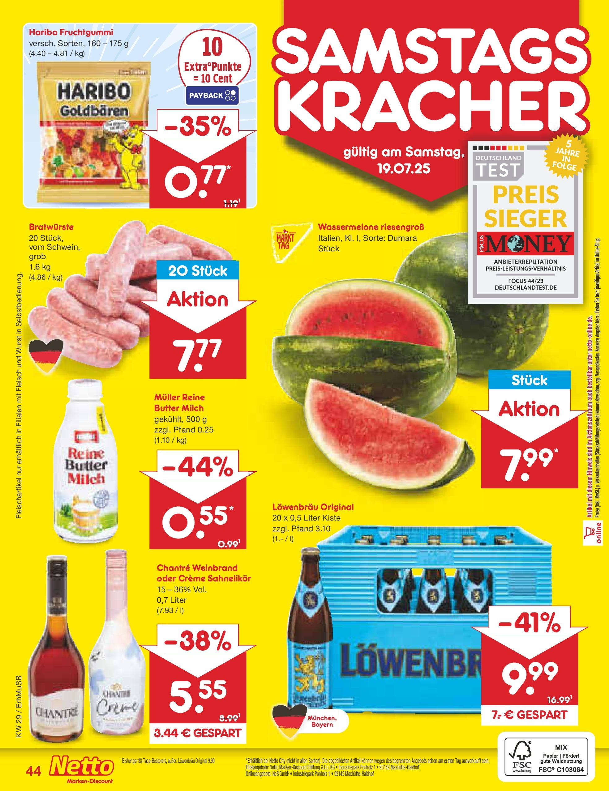 Netto Marken-Discount prospekt München (ab 13.07.2025) » Angebote | Seite: 66 | Produkte: Haribo, Chantré, Wurst, Wassermelone Netto Marken-Discount prospekt München (ab 13.07.2025) » Angebote | Seite: 66 | Produkte: Haribo, Chantré, Wurst, Wassermelone