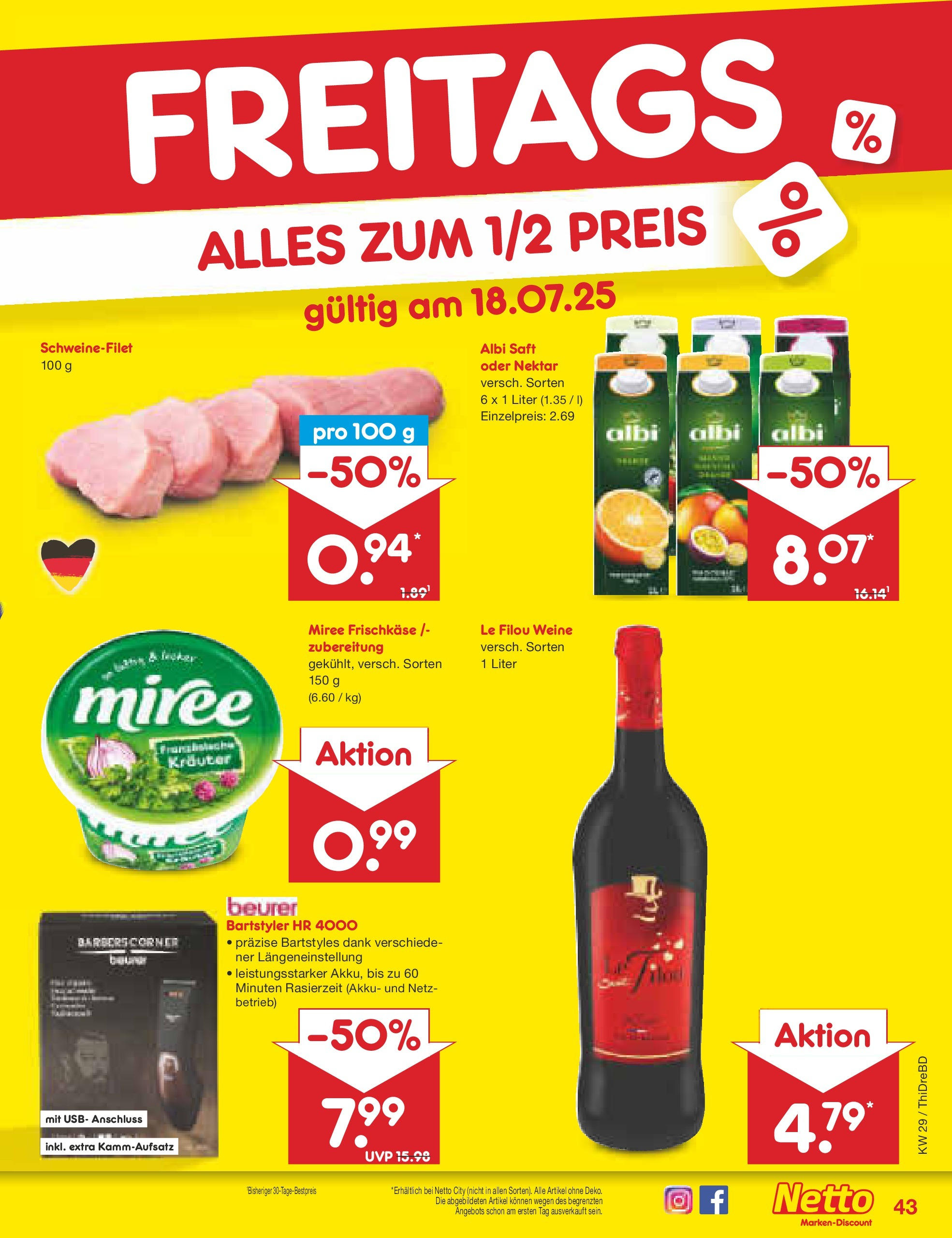 Netto Marken-Discount prospekt Dresden-Seidnitz (ab 13.07.2025) » Angebote | Seite: 65 | Produkte: USB, Schweinefilet, Saft, Frischkase Netto Marken-Discount prospekt Dresden-Seidnitz (ab 13.07.2025) » Angebote | Seite: 65 | Produkte: USB, Schweinefilet, Saft, Frischkase