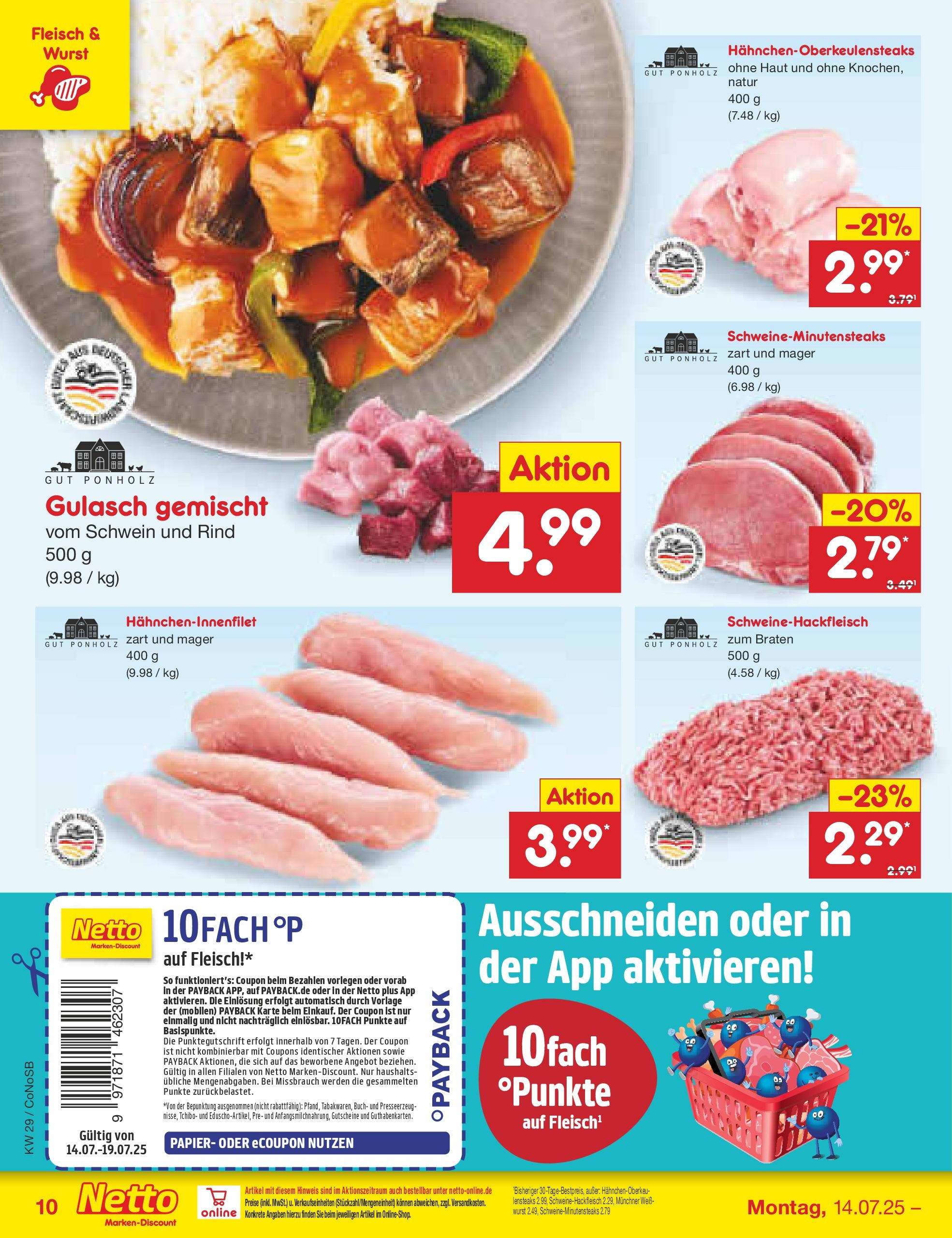 Netto Marken-Discount prospekt Kloster Lehnin (ab 13.07.2025) » Angebote | Seite: 12 | Produkte: Gulasch, Wurst, Fleisch, Hackfleisch Netto Marken-Discount prospekt Kloster Lehnin (ab 13.07.2025) » Angebote | Seite: 12 | Produkte: Gulasch, Wurst, Fleisch, Hackfleisch