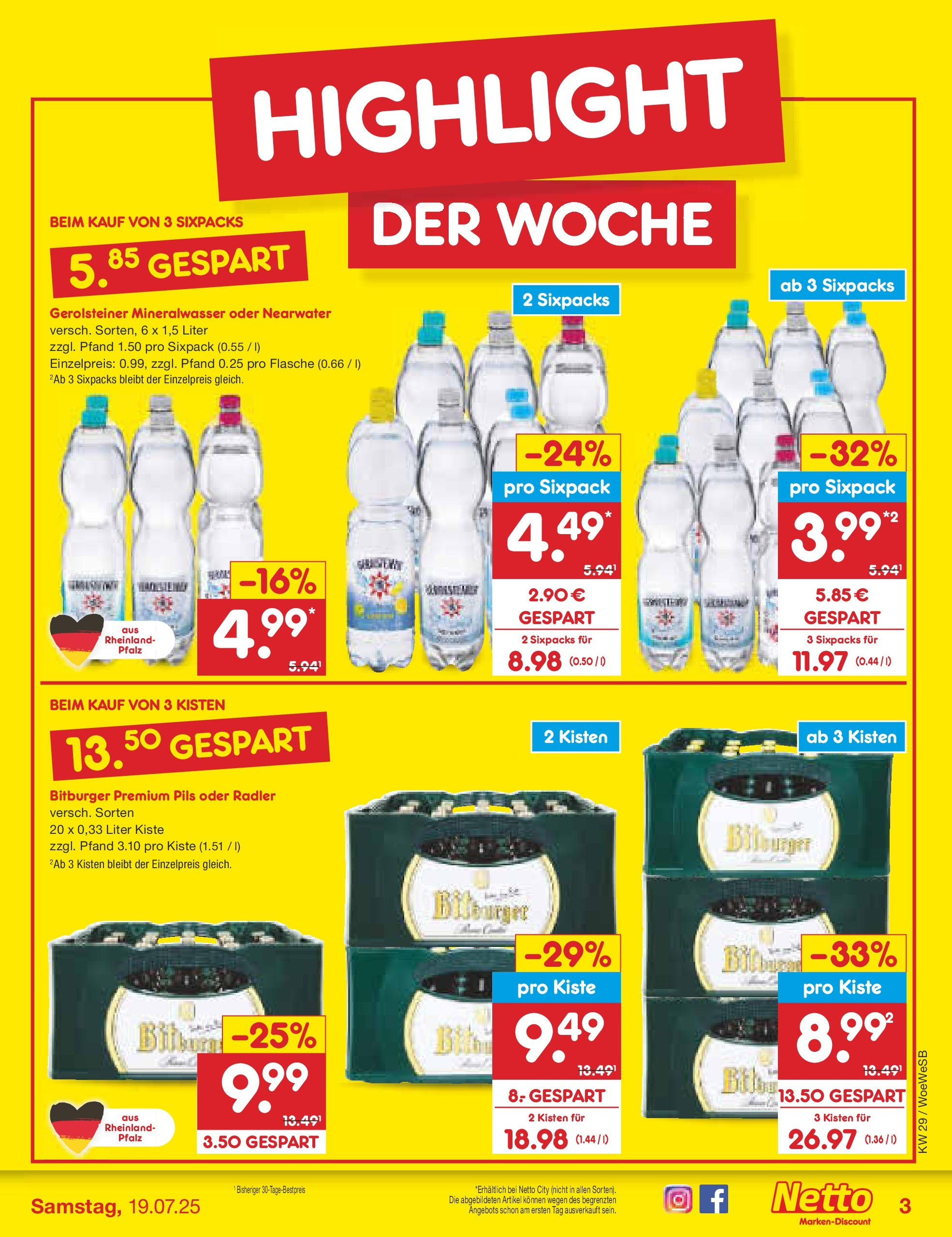 Netto Marken-Discount prospekt Katzweiler (ab 13.07.2025) » Angebote | Seite: 3 | Produkte: Bitburger, Pils, Radler, Gerolsteiner Netto Marken-Discount prospekt Katzweiler (ab 13.07.2025) » Angebote | Seite: 3 | Produkte: Bitburger, Pils, Radler, Gerolsteiner