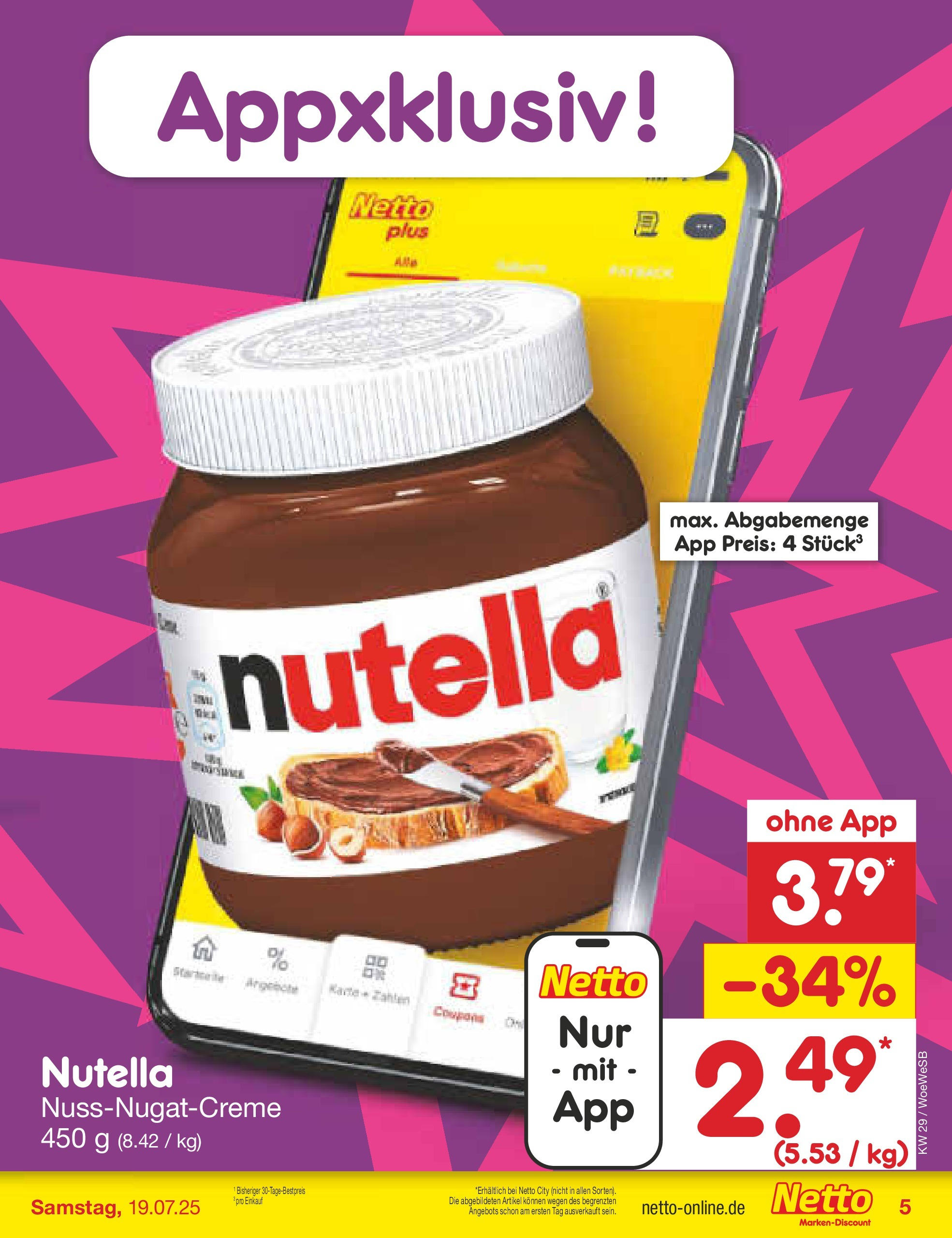 Netto Marken-Discount prospekt Katzweiler (ab 13.07.2025) » Angebote | Seite: 5 | Produkte: Nutella Netto Marken-Discount prospekt Katzweiler (ab 13.07.2025) » Angebote | Seite: 5 | Produkte: Nutella