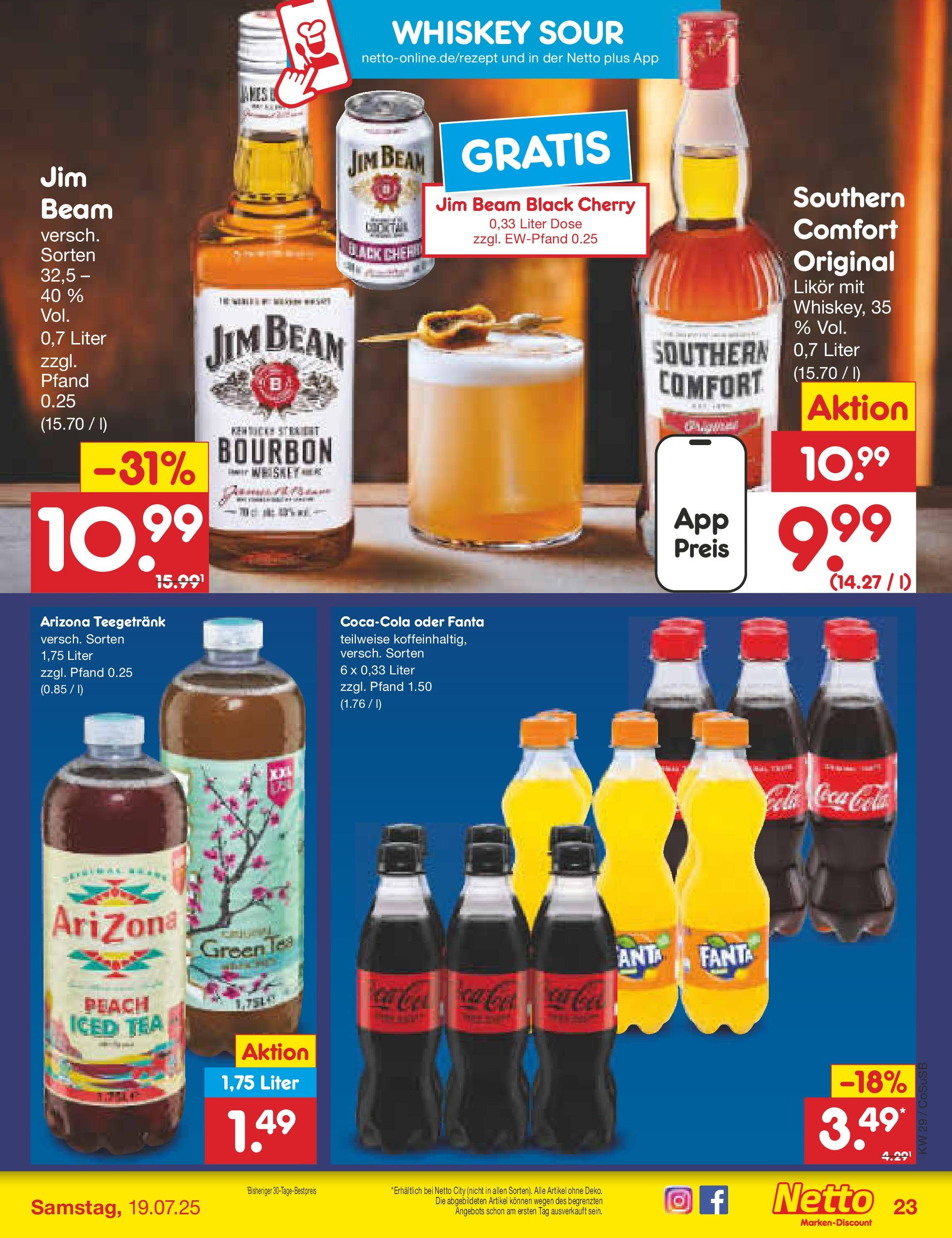 Netto Marken-Discount prospekt Bitterfeld-Wolfen	 (ab 13.07.2025) » Angebote | Seite: 33 | Produkte: Likör, Southern comfort, Bourbon, Whiskey