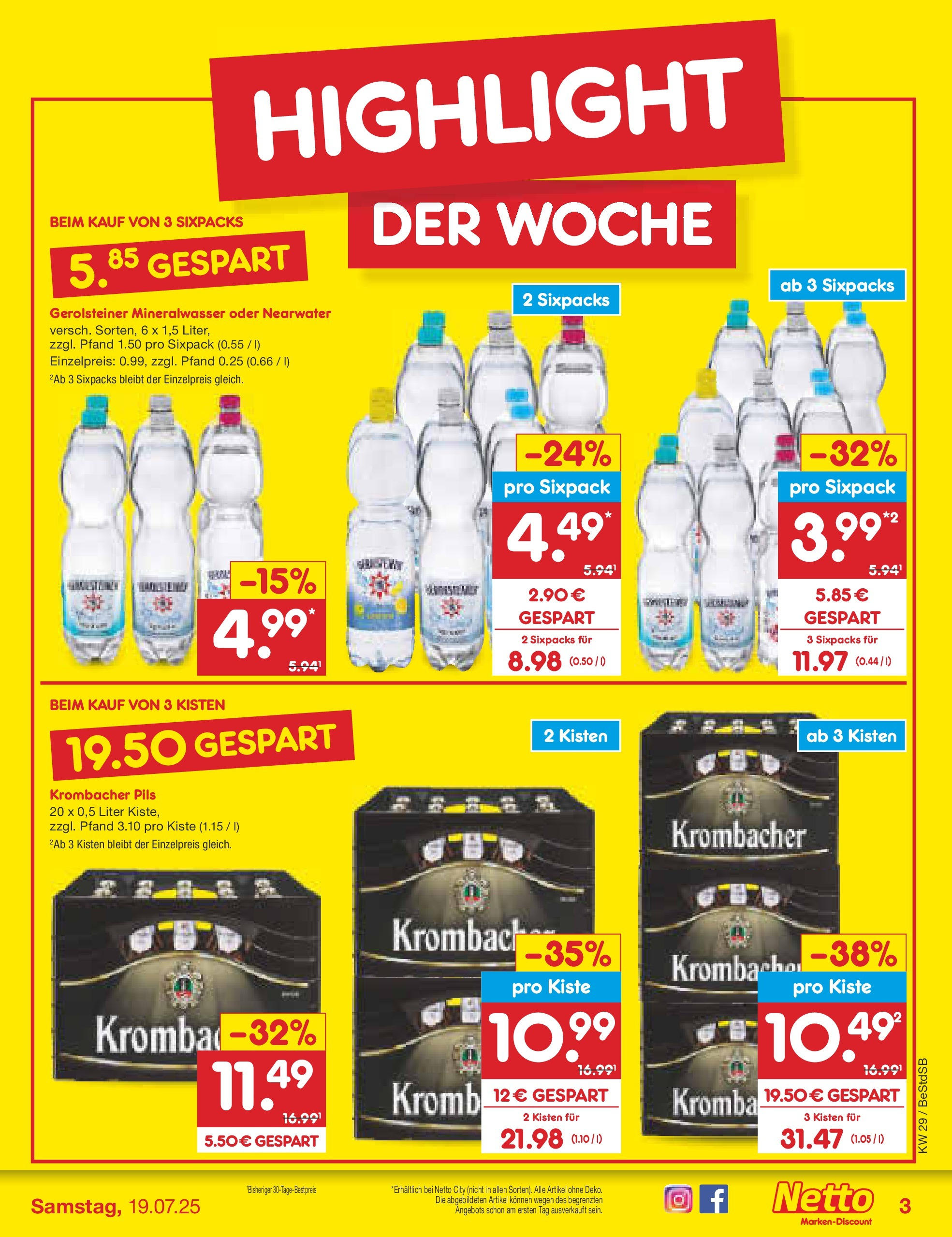 Netto Marken-Discount prospekt Berlin-Spandau (ab 13.07.2025) » Angebote | Seite: 3 | Produkte: Pils, Mineralwasser, Krombacher, Gerolsteiner Netto Marken-Discount prospekt Berlin-Spandau (ab 13.07.2025) » Angebote | Seite: 3 | Produkte: Pils, Mineralwasser, Krombacher, Gerolsteiner