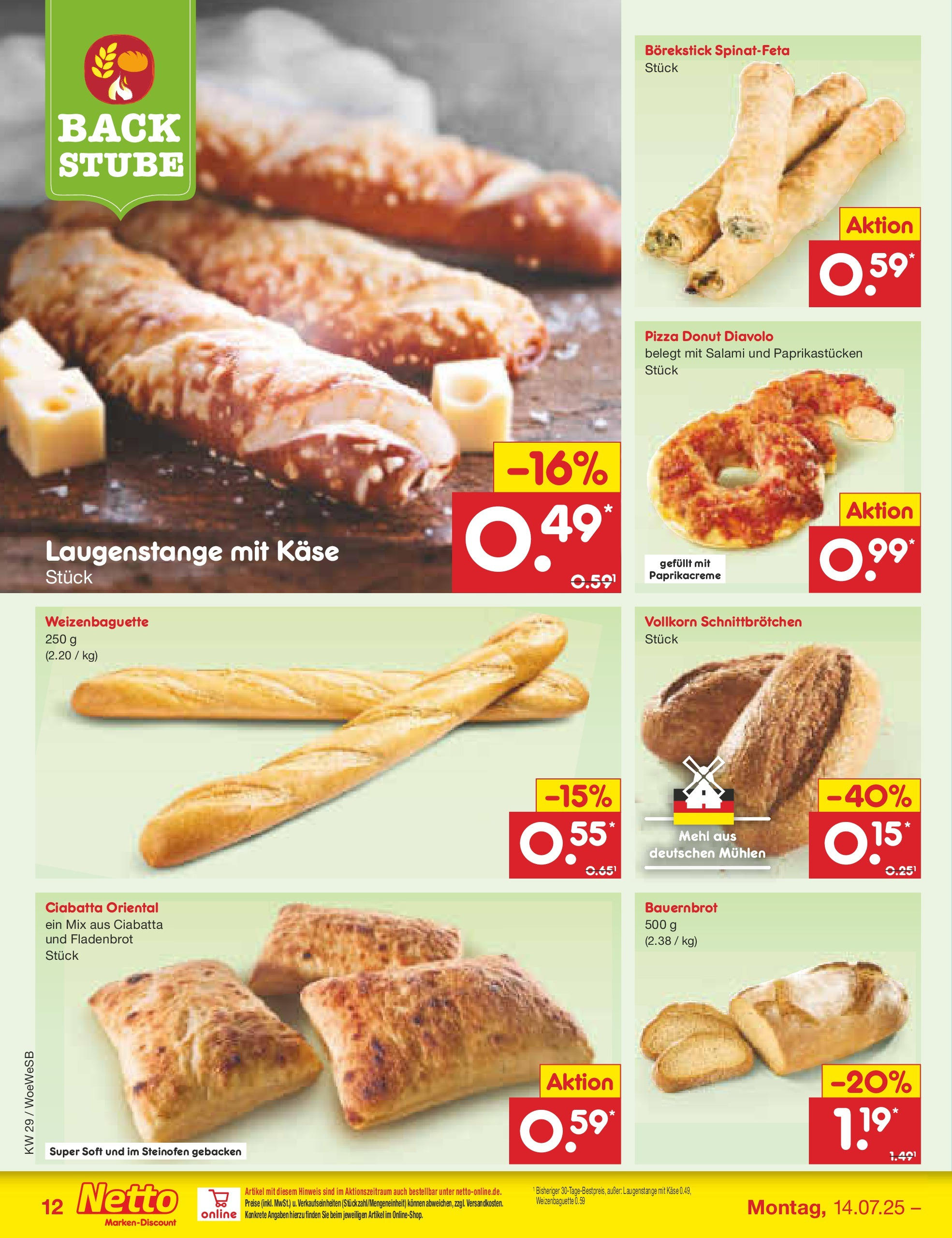 Netto Marken-Discount prospekt Katzweiler (ab 13.07.2025) » Angebote | Seite: 16 | Produkte: Mehl, Käse, Baguette, Pizza Netto Marken-Discount prospekt Katzweiler (ab 13.07.2025) » Angebote | Seite: 16 | Produkte: Mehl, Käse, Baguette, Pizza