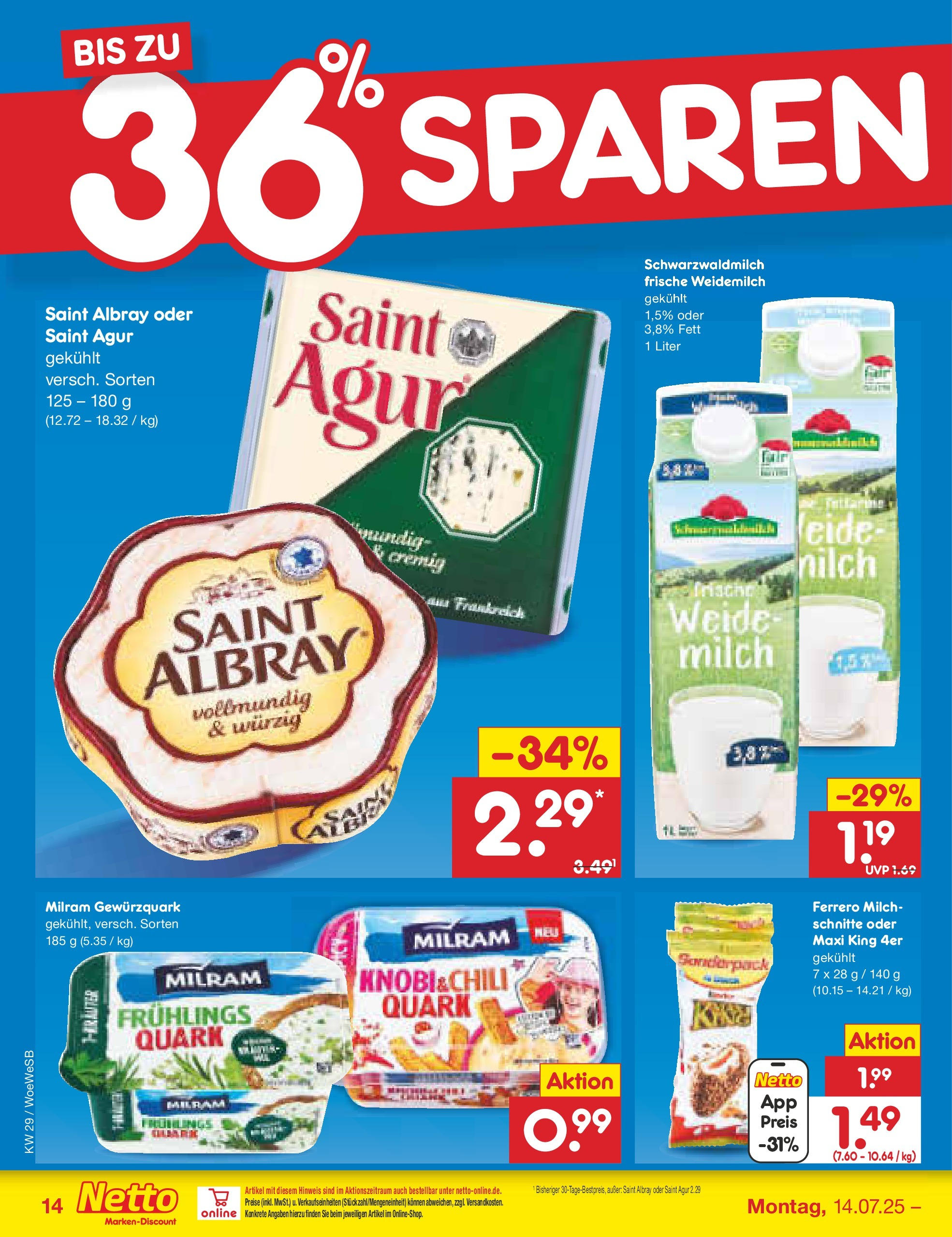 Netto Marken-Discount prospekt Katzweiler (ab 13.07.2025) » Angebote | Seite: 18 | Produkte: Quark, Milch, Milram Netto Marken-Discount prospekt Katzweiler (ab 13.07.2025) » Angebote | Seite: 18 | Produkte: Quark, Milch, Milram