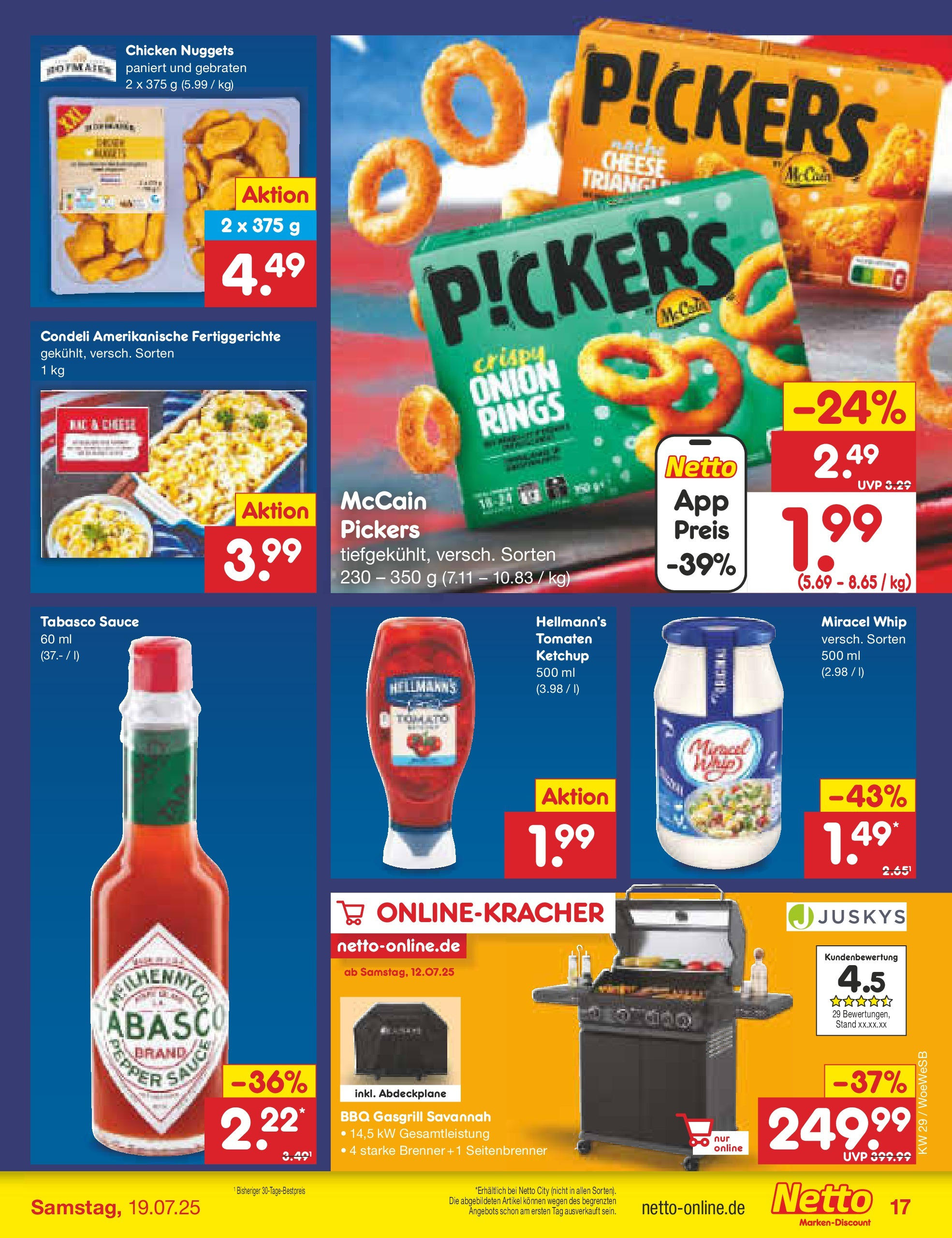 Netto Marken-Discount prospekt Katzweiler (ab 13.07.2025) » Angebote | Seite: 23 | Produkte: Grill, Tomaten, Miracel whip, Ketchup Netto Marken-Discount prospekt Katzweiler (ab 13.07.2025) » Angebote | Seite: 23 | Produkte: Grill, Tomaten, Miracel whip, Ketchup