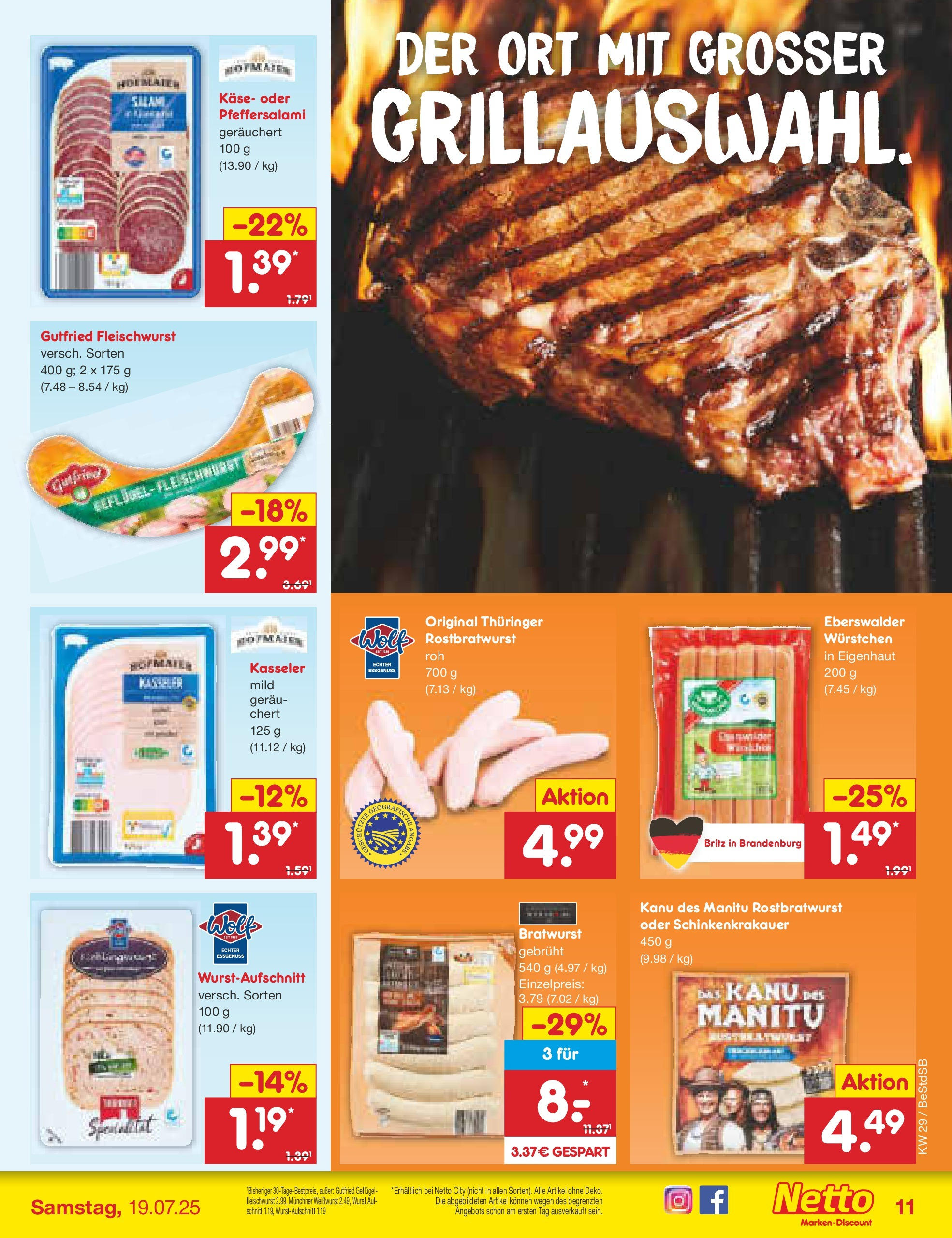 Netto Marken-Discount prospekt Berlin-Spandau (ab 13.07.2025) » Angebote | Seite: 13 | Produkte: Käse, Bratwurst, Weißwurst, Wurst Netto Marken-Discount prospekt Berlin-Spandau (ab 13.07.2025) » Angebote | Seite: 13 | Produkte: Käse, Bratwurst, Weißwurst, Wurst