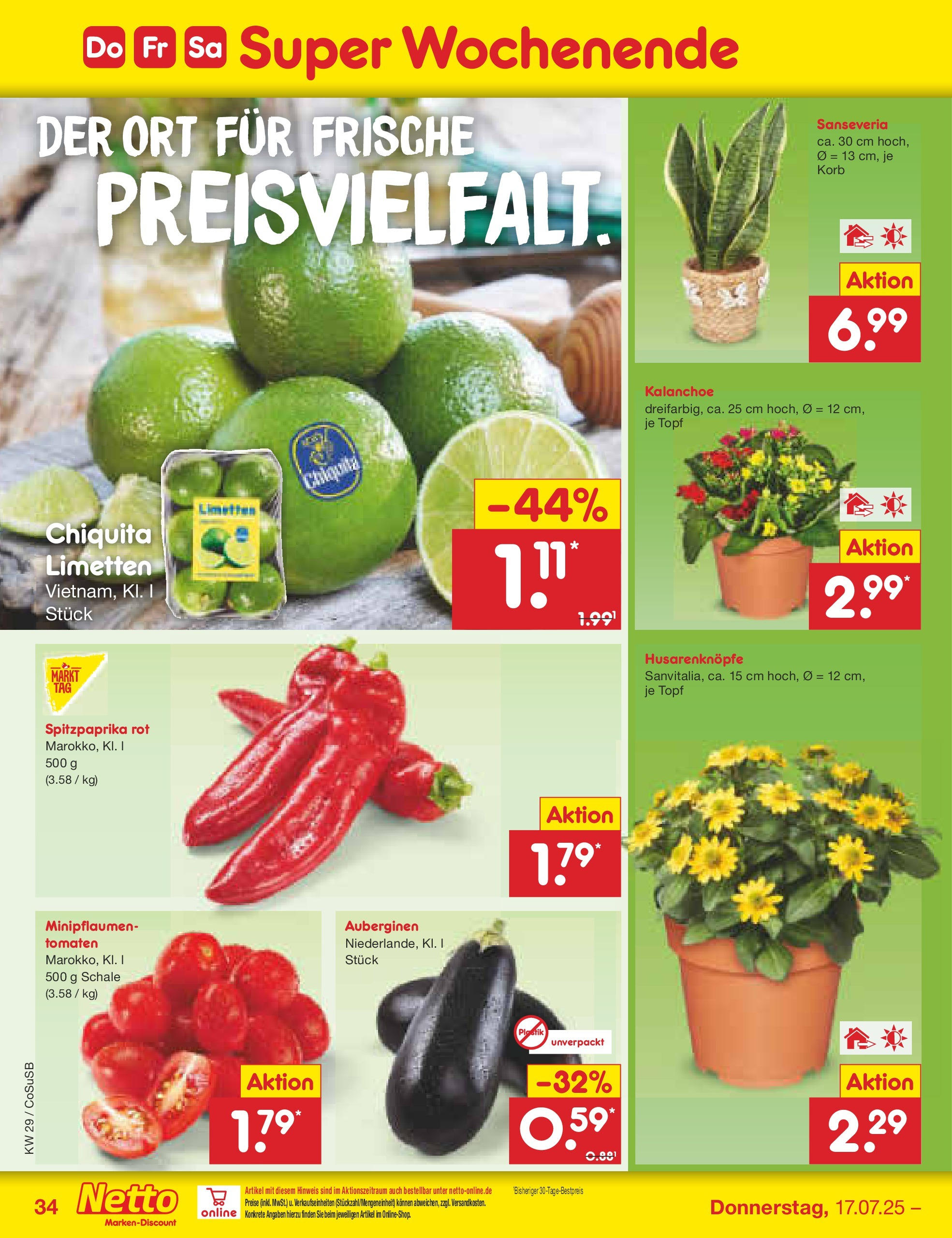 Netto Marken-Discount prospekt Bitterfeld-Wolfen	 (ab 13.07.2025) » Angebote | Seite: 52 | Produkte: Limetten, Korb, Tomaten