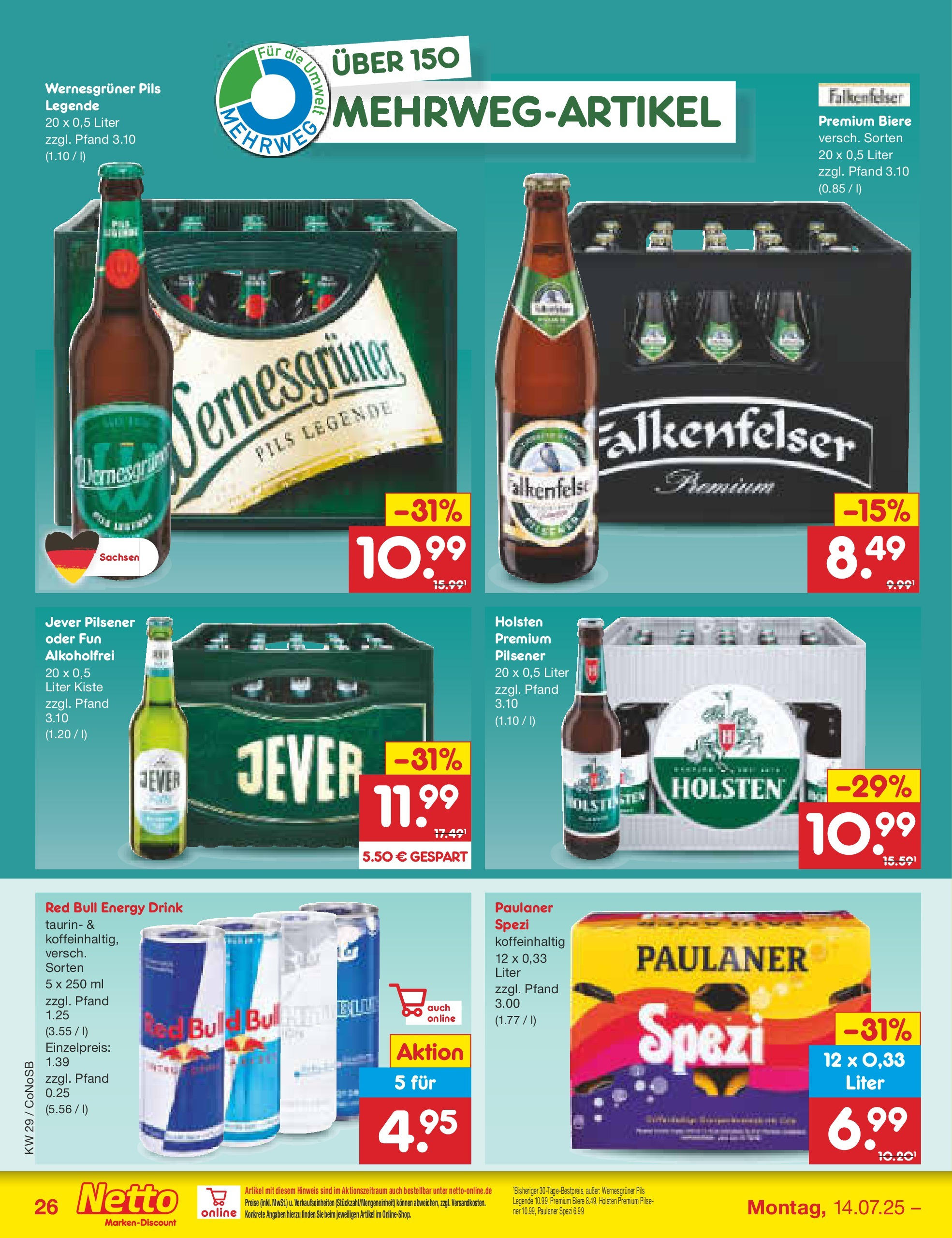 Netto Marken-Discount prospekt Kloster Lehnin (ab 13.07.2025) » Angebote | Seite: 42 | Produkte: Red bull, Paulaner spezi, Pils, Paulaner Netto Marken-Discount prospekt Kloster Lehnin (ab 13.07.2025) » Angebote | Seite: 42 | Produkte: Red bull, Paulaner spezi, Pils, Paulaner
