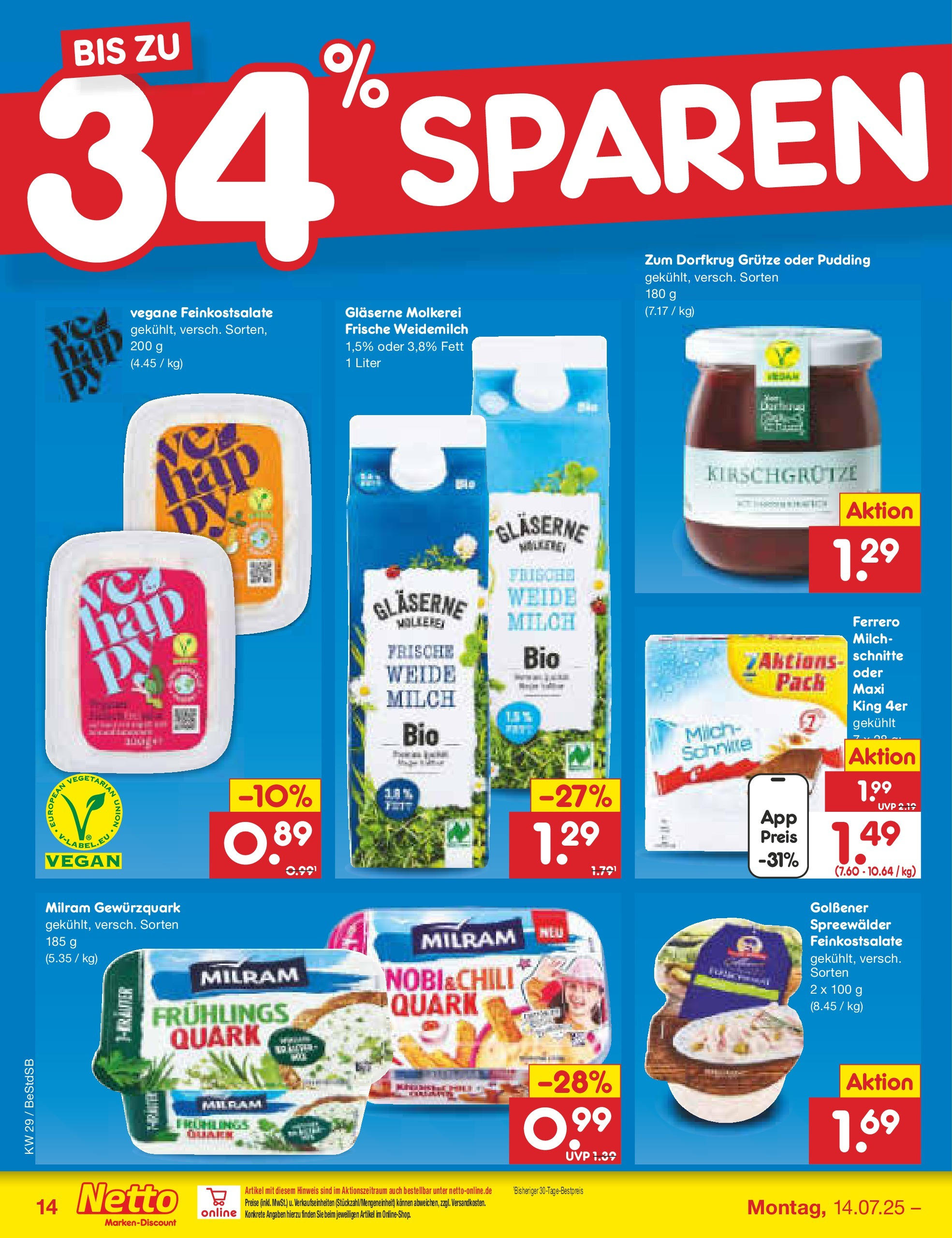 Netto Marken-Discount prospekt Berlin-Spandau (ab 13.07.2025) » Angebote | Seite: 18 | Produkte: Quark, Milch, Pudding, Milram Netto Marken-Discount prospekt Berlin-Spandau (ab 13.07.2025) » Angebote | Seite: 18 | Produkte: Quark, Milch, Pudding, Milram