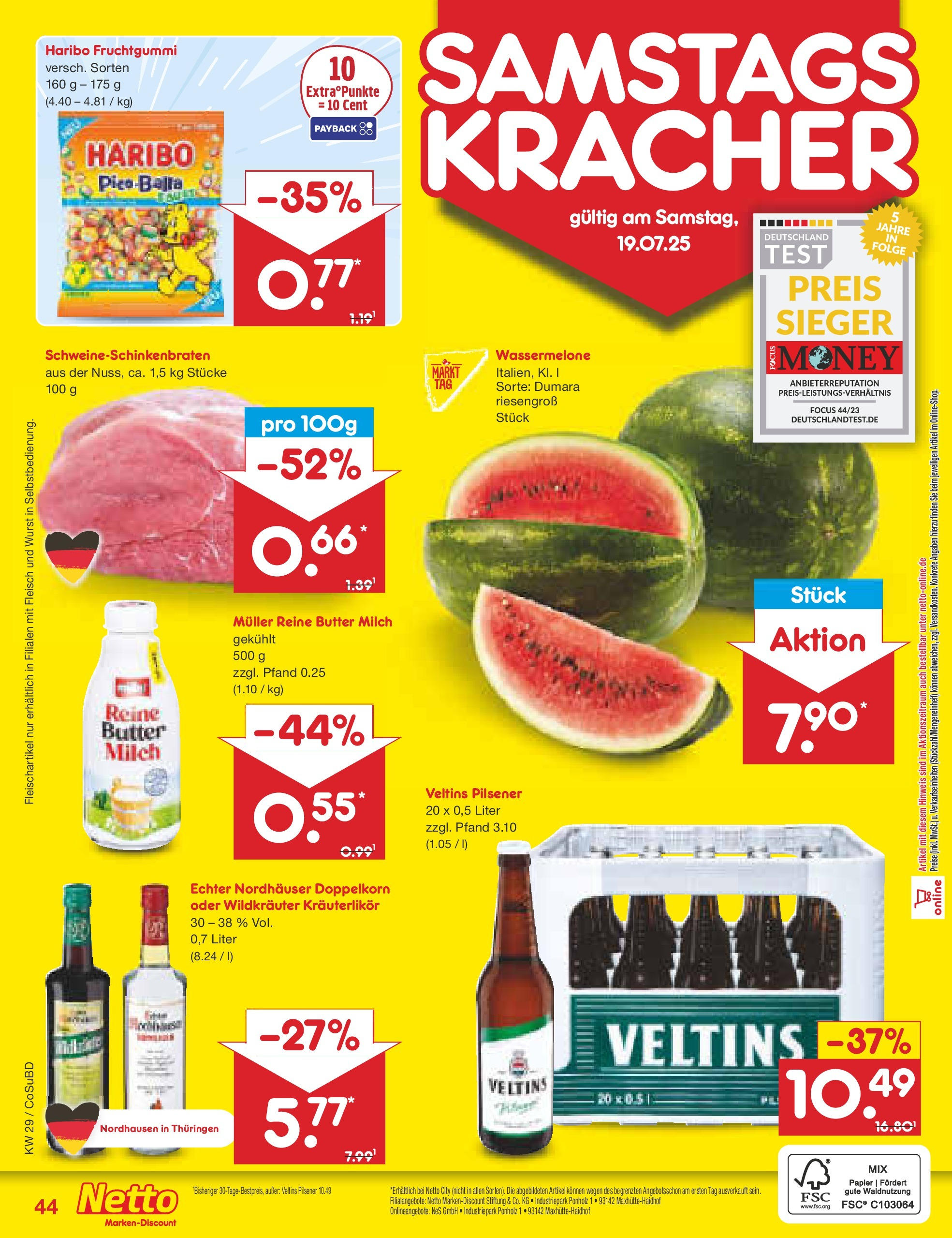 Netto Marken-Discount prospekt Delitzsch (ab 13.07.2025) » Angebote | Seite: 66 | Produkte: Milch, Butter, Wurst, Wassermelone Netto Marken-Discount prospekt Delitzsch (ab 13.07.2025) » Angebote | Seite: 66 | Produkte: Milch, Butter, Wurst, Wassermelone