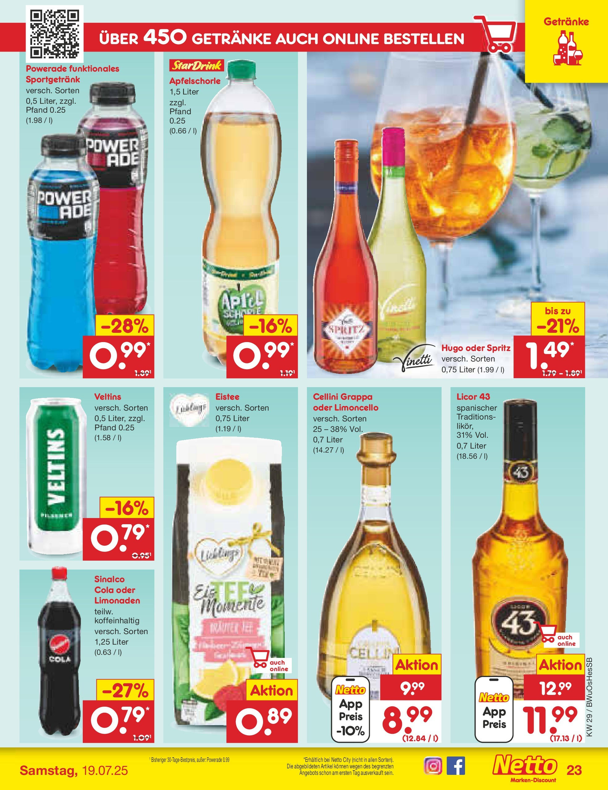 Netto Marken-Discount prospekt Osterode (ab 13.07.2025) » Angebote | Seite: 33 | Produkte: Cola, Apple, Powerade, Limoncello Netto Marken-Discount prospekt Osterode (ab 13.07.2025) » Angebote | Seite: 33 | Produkte: Cola, Apple, Powerade, Limoncello