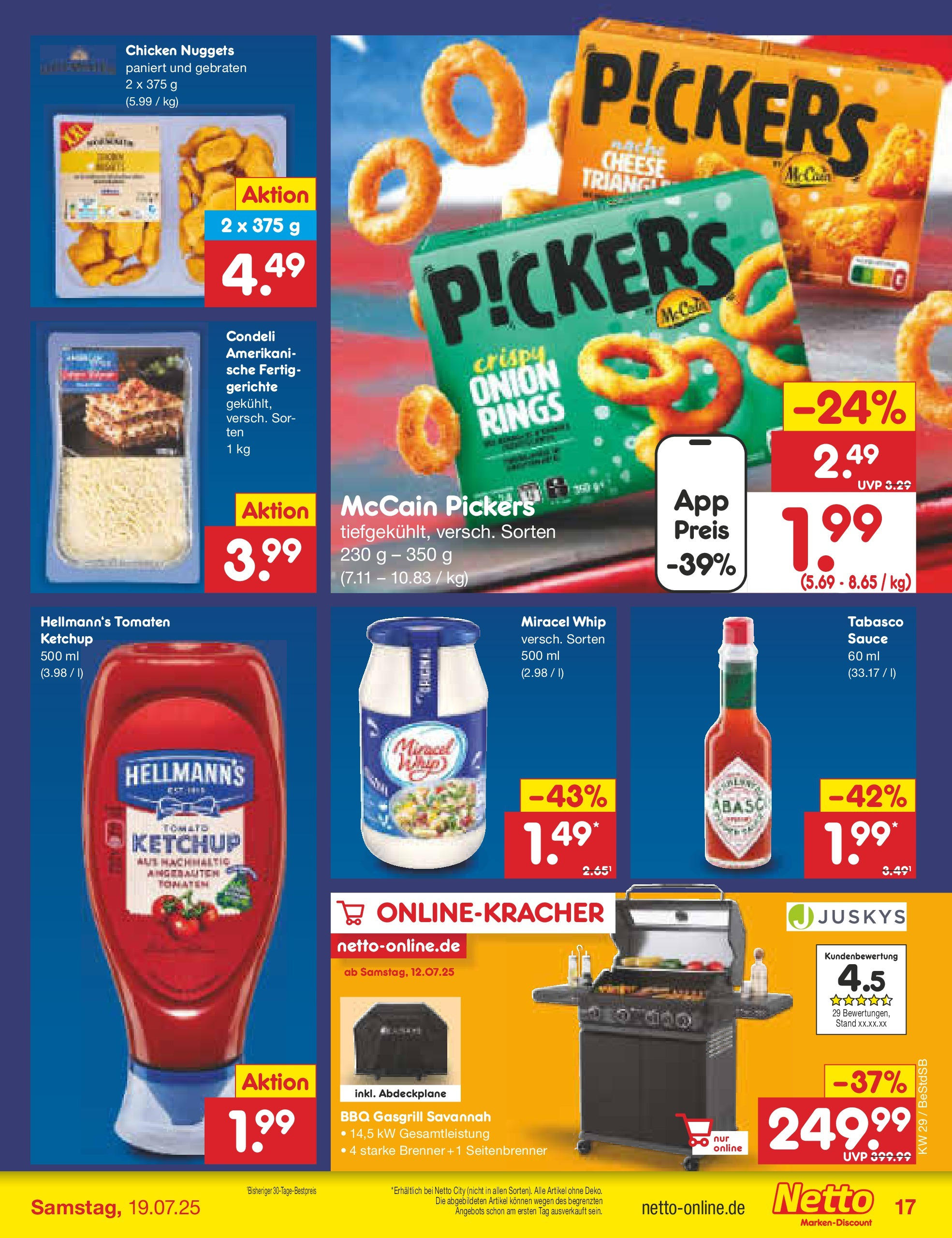 Netto Marken-Discount prospekt Berlin-Spandau (ab 13.07.2025) » Angebote | Seite: 23 | Produkte: Grill, Dressing, Miracel whip, McCain Netto Marken-Discount prospekt Berlin-Spandau (ab 13.07.2025) » Angebote | Seite: 23 | Produkte: Grill, Dressing, Miracel whip, McCain