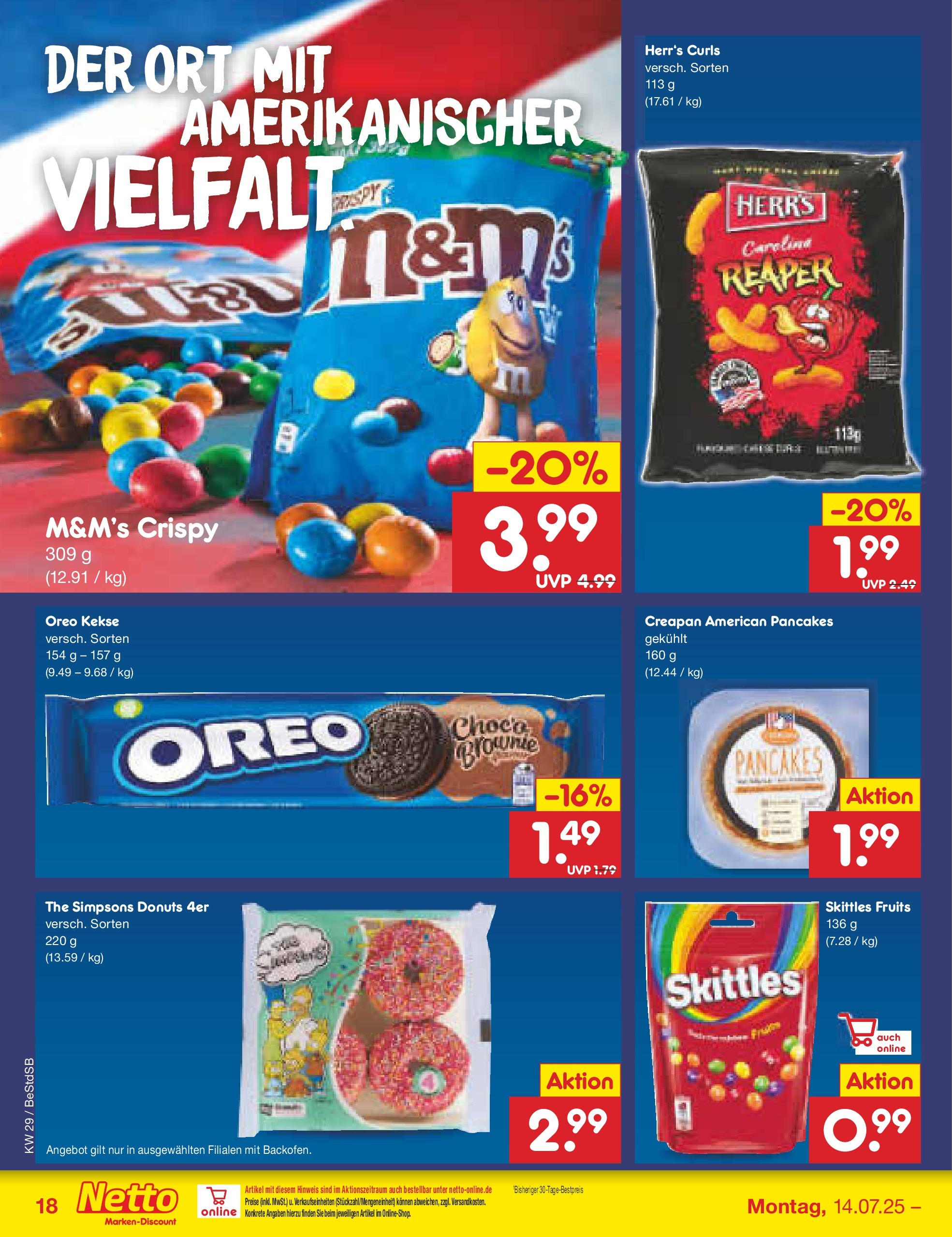Netto Marken-Discount prospekt Berlin-Spandau (ab 13.07.2025) » Angebote | Seite: 24 | Produkte: M&M's, Donuts, Chips, Kekse Netto Marken-Discount prospekt Berlin-Spandau (ab 13.07.2025) » Angebote | Seite: 24 | Produkte: M&M's, Donuts, Chips, Kekse