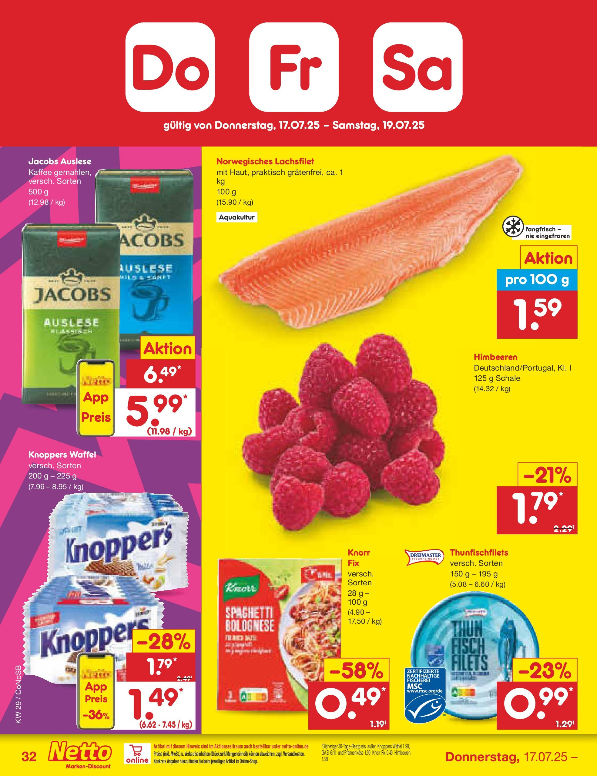 Netto Marken-Discount prospekt Kloster Lehnin (ab 13.07.2025) » Angebote | Seite: 50 | Produkte: Knorr fix, Kaffee, Knorr, Fisch Netto Marken-Discount prospekt Kloster Lehnin (ab 13.07.2025) » Angebote | Seite: 50 | Produkte: Knorr fix, Kaffee, Knorr, Fisch