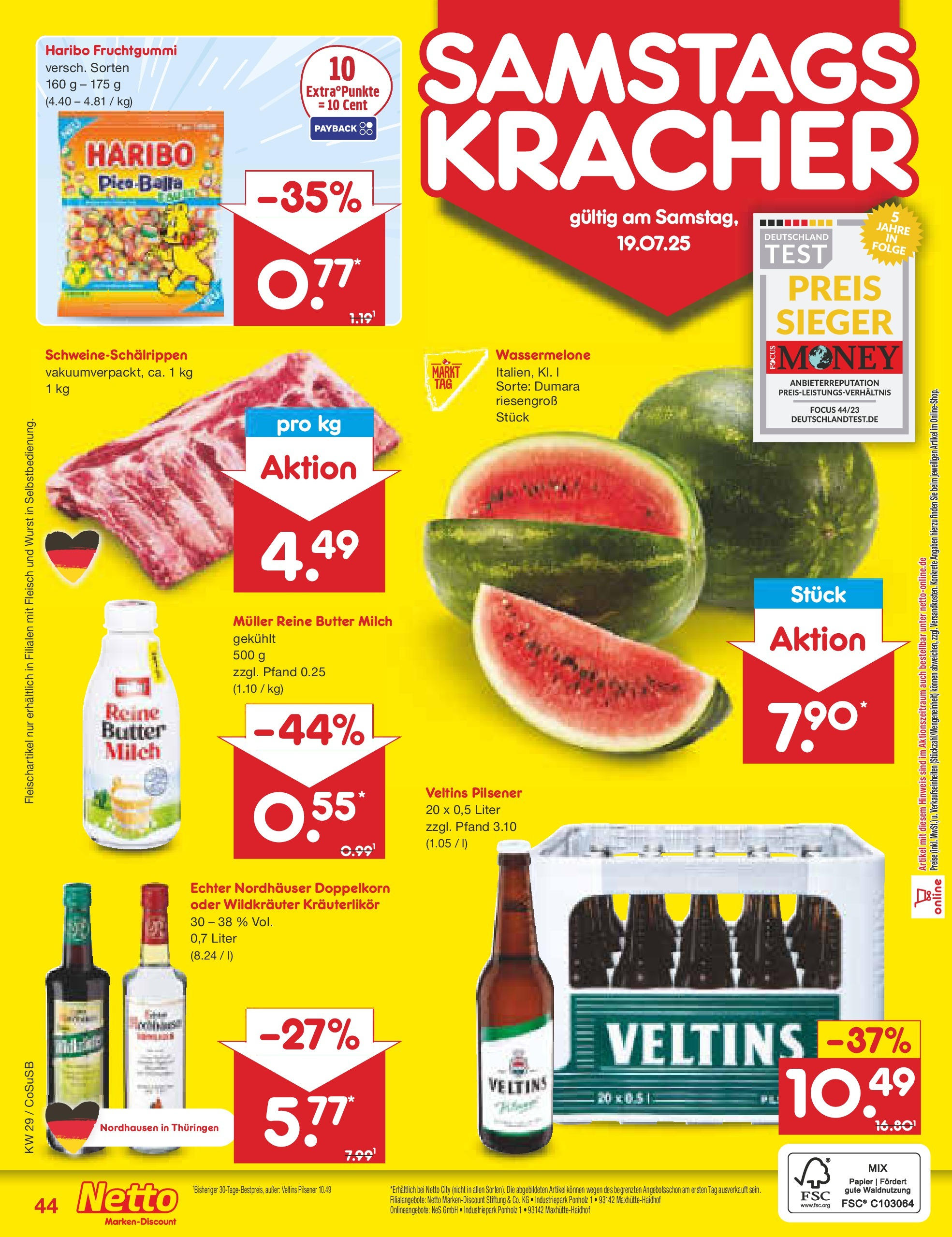 Netto Marken-Discount prospekt Bitterfeld-Wolfen	 (ab 13.07.2025) » Angebote | Seite: 66 | Produkte: Wurst, Wassermelone, Fleisch, Veltins