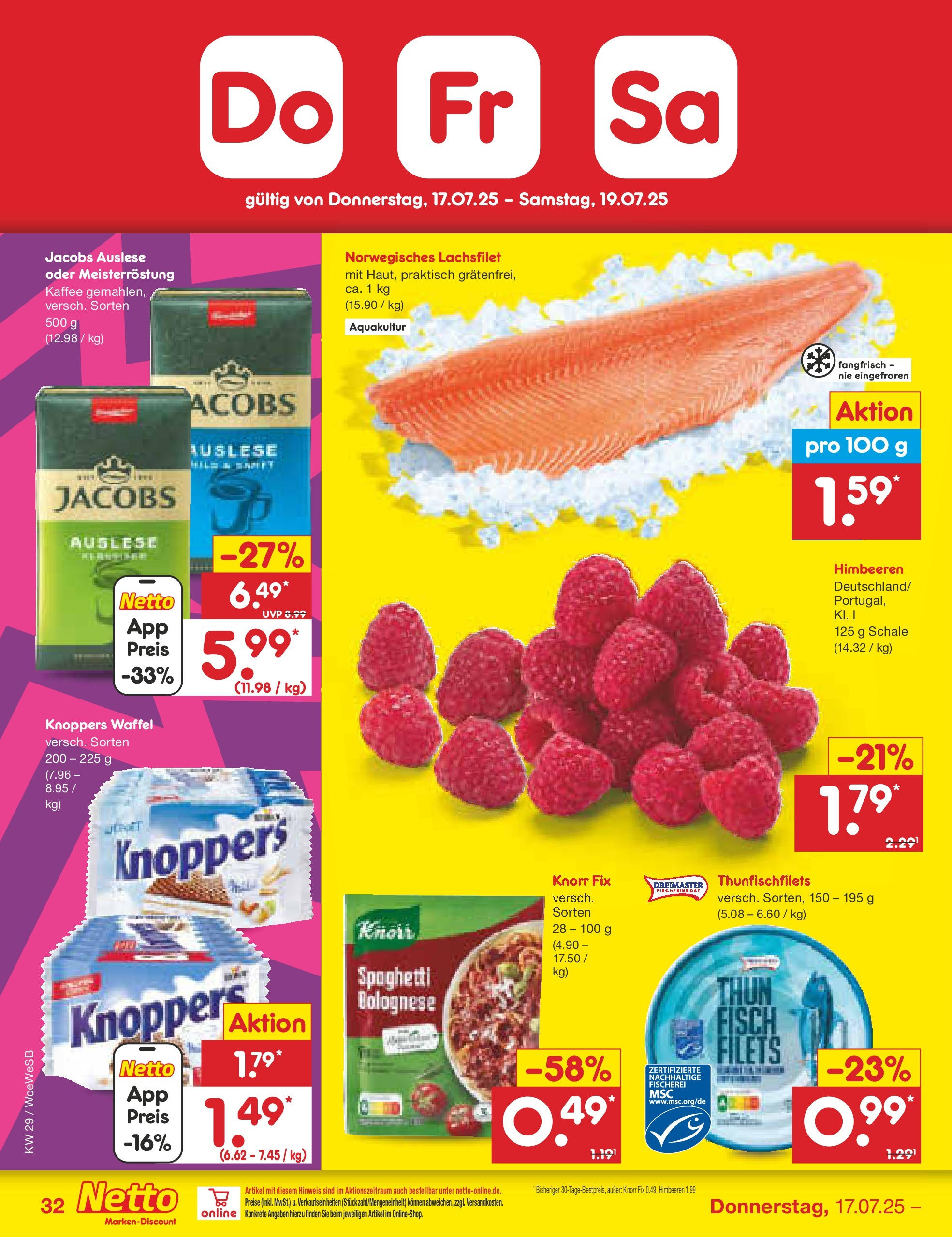 Netto Marken-Discount prospekt Katzweiler (ab 13.07.2025) » Angebote | Seite: 50 | Produkte: Knorr fix, Fisch, Knoppers, Pasta Netto Marken-Discount prospekt Katzweiler (ab 13.07.2025) » Angebote | Seite: 50 | Produkte: Knorr fix, Fisch, Knoppers, Pasta