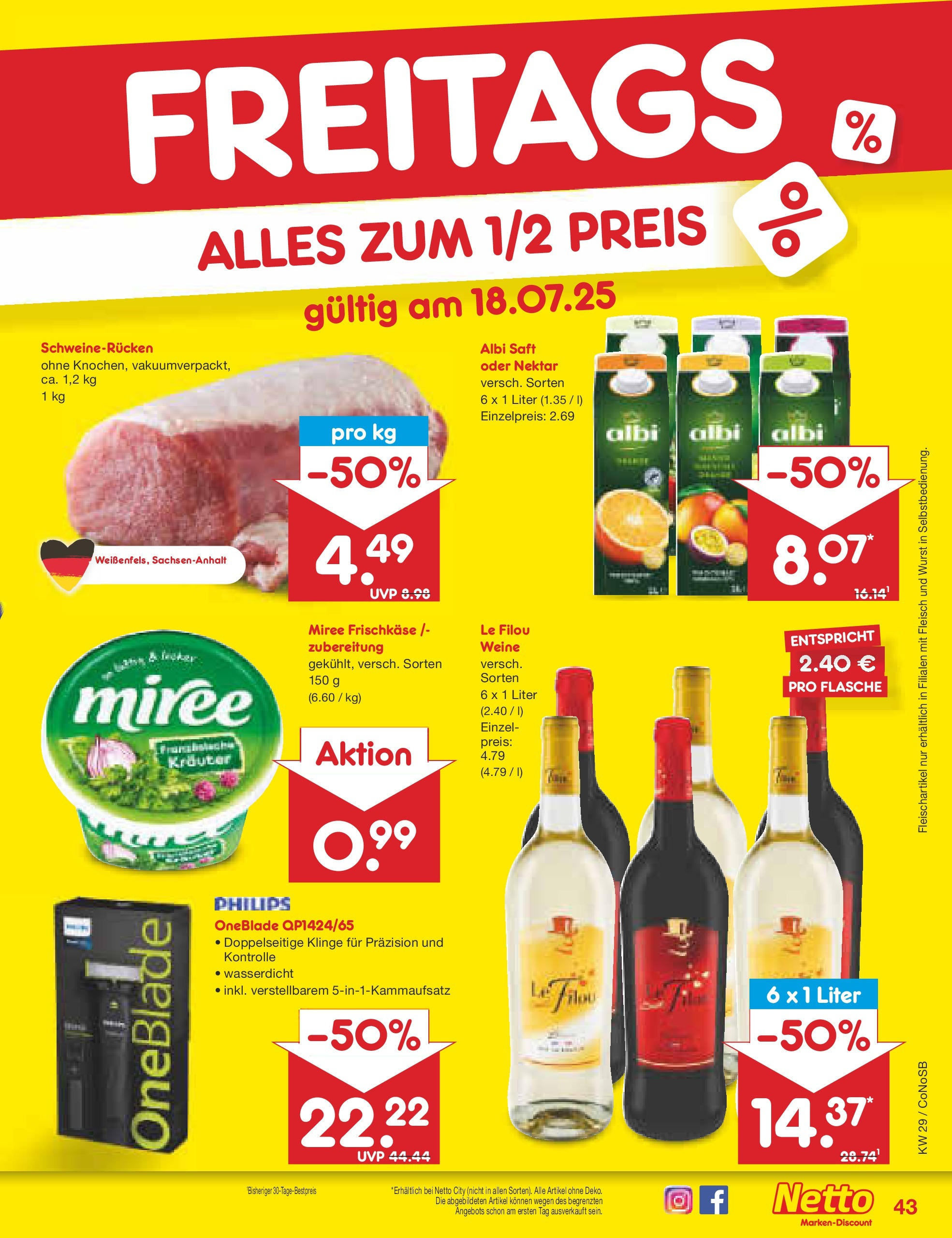 Netto Marken-Discount prospekt Kloster Lehnin (ab 13.07.2025) » Angebote | Seite: 65 | Produkte: Wurst, Schweinerucken, Fleisch, Frischkase Netto Marken-Discount prospekt Kloster Lehnin (ab 13.07.2025) » Angebote | Seite: 65 | Produkte: Wurst, Schweinerucken, Fleisch, Frischkase