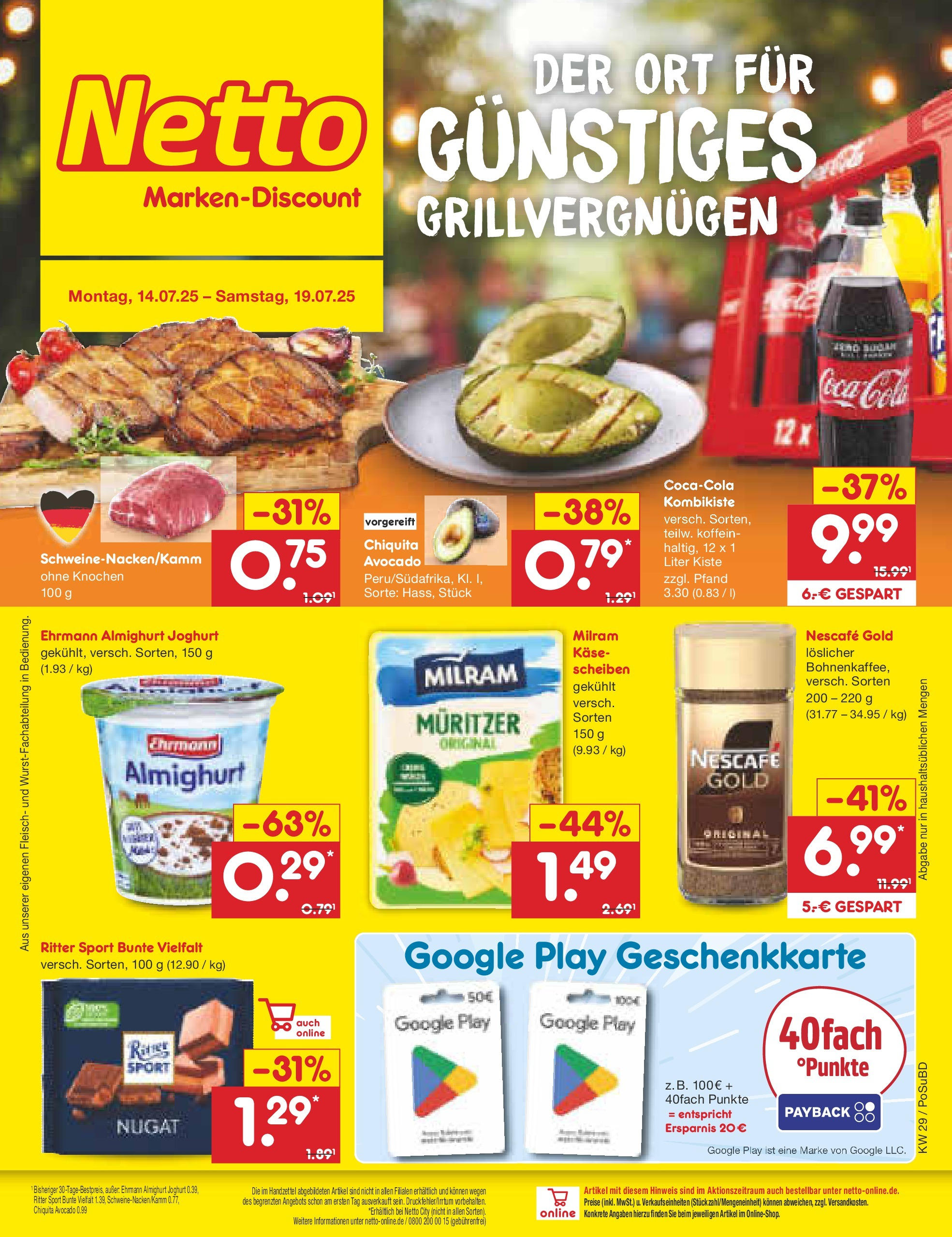 Netto Marken-Discount prospekt Regensburg (ab 13.07.2025) » Angebote | Seite: 1 | Produkte: Ehrmann almighurt, Joghurt, Milram, Fleisch Netto Marken-Discount prospekt Regensburg (ab 13.07.2025) » Angebote | Seite: 1 | Produkte: Ehrmann almighurt, Joghurt, Milram, Fleisch