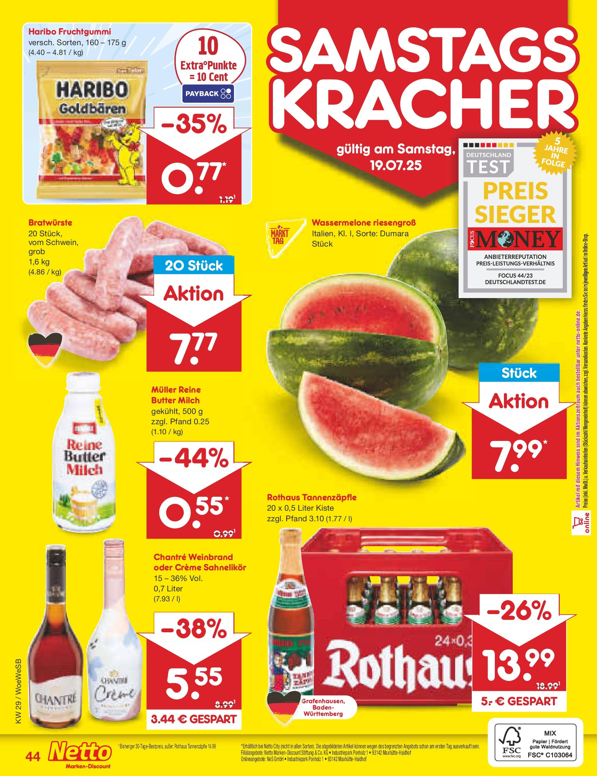 Netto Marken-Discount prospekt Katzweiler (ab 13.07.2025) » Angebote | Seite: 66 | Produkte: Haribo, Milch, Chantré, Wassermelone Netto Marken-Discount prospekt Katzweiler (ab 13.07.2025) » Angebote | Seite: 66 | Produkte: Haribo, Milch, Chantré, Wassermelone