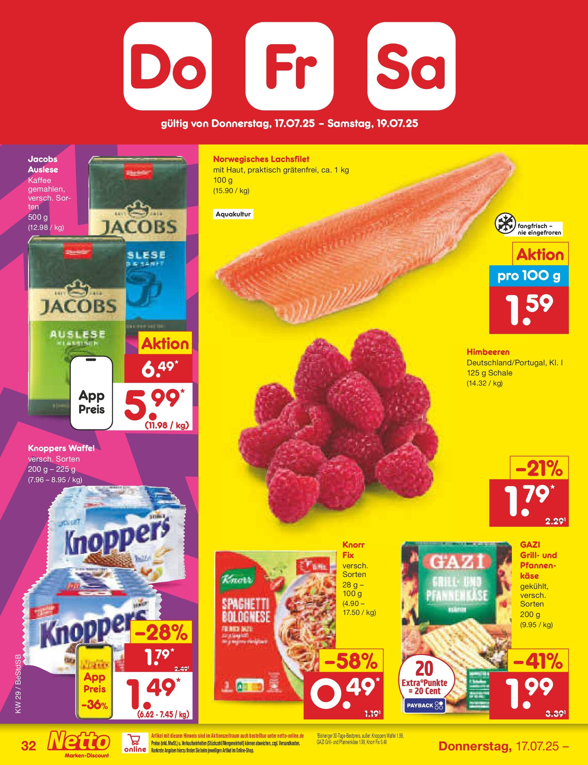 Netto Marken-Discount prospekt Berlin-Spandau (ab 13.07.2025) » Angebote | Seite: 50 | Produkte: Knorr fix, Grill, Käse, Knoppers Netto Marken-Discount prospekt Berlin-Spandau (ab 13.07.2025) » Angebote | Seite: 50 | Produkte: Knorr fix, Grill, Käse, Knoppers