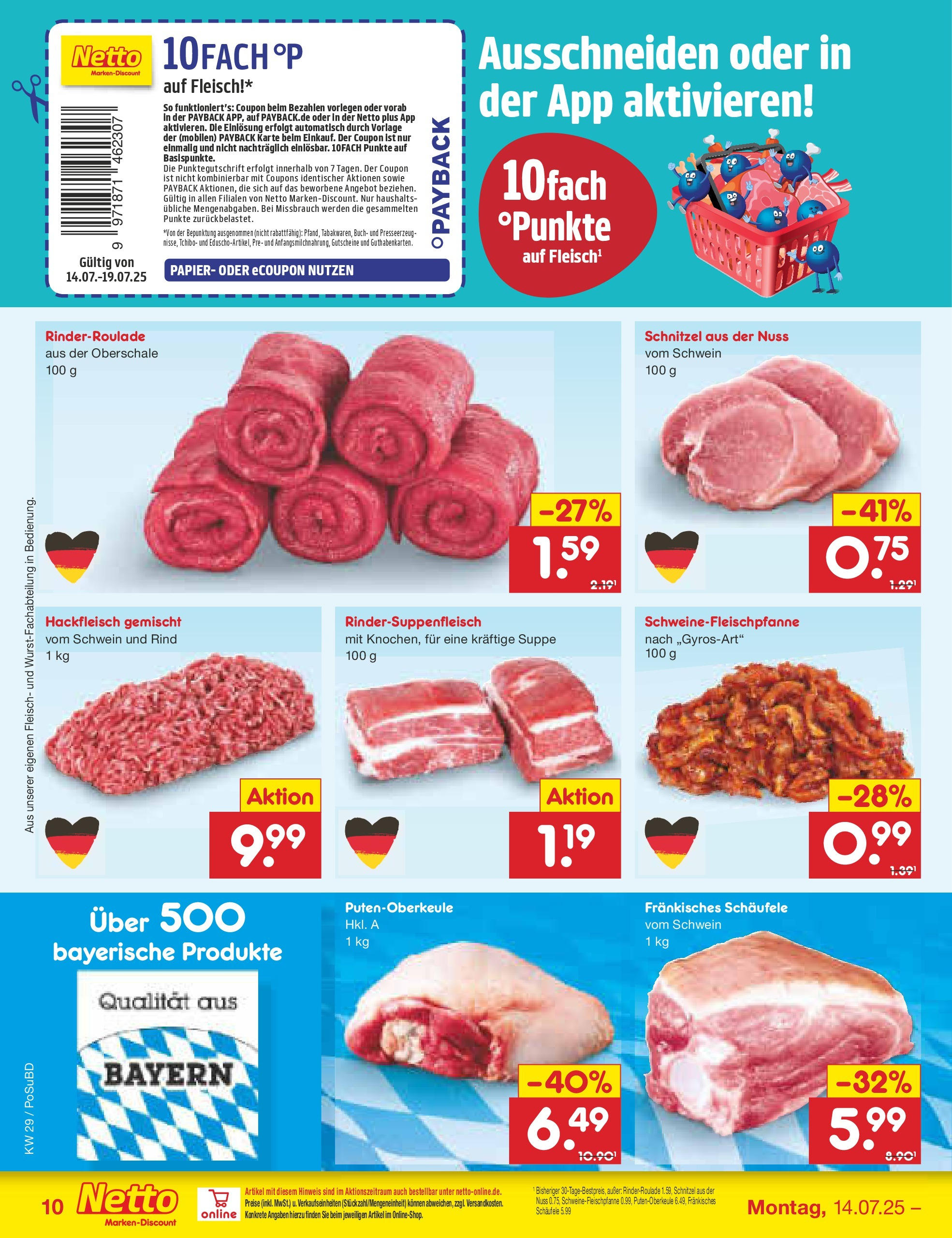 Netto Marken-Discount prospekt Regensburg (ab 13.07.2025) » Angebote | Seite: 12 | Produkte: Schnitzel, Fleisch, Hackfleisch Netto Marken-Discount prospekt Regensburg (ab 13.07.2025) » Angebote | Seite: 12 | Produkte: Schnitzel, Fleisch, Hackfleisch
