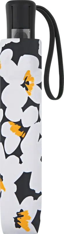 happy rain Taschenschirm Autom. White Flowers black