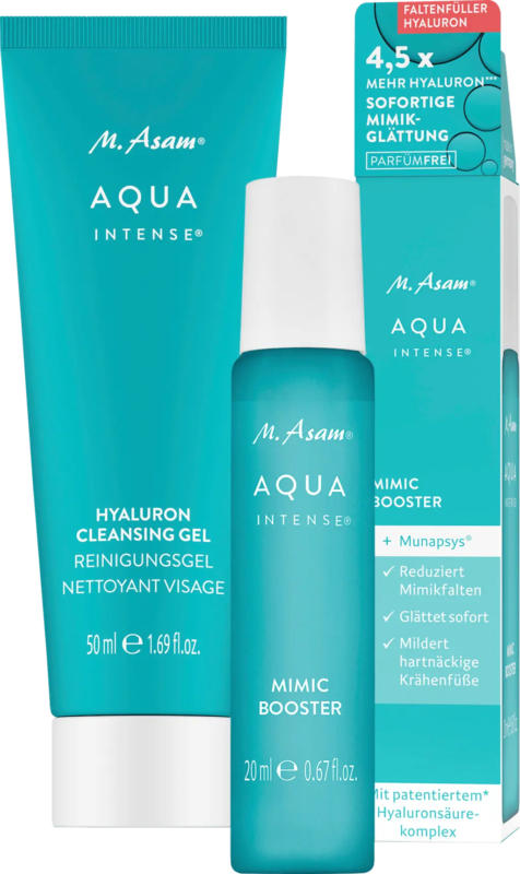 M. Asam Gesichtspflegeset Aqua Intense Hyaluron 2tlg, Gesichtsserum Mimic + Reinigungsgel