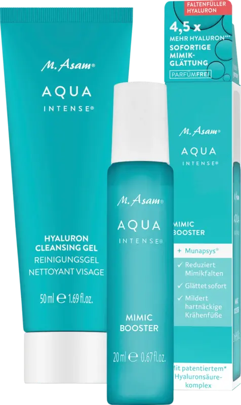 M. Asam Gesichtspflegeset Aqua Intense Hyaluron 2tlg, Gesichtsserum Mimic + Reinigungsgel