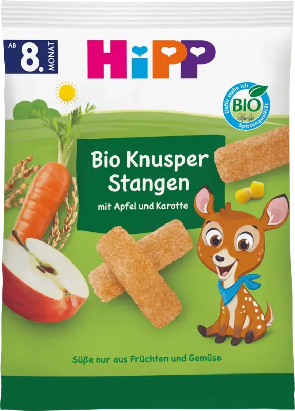HiPP Babysnack Knusperstangen mit Apfel & Karotte ab dem 8. Monat