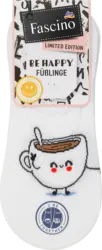 Fascino Füßlinge mit Donut-Motiv weiß, Gr. 35-38