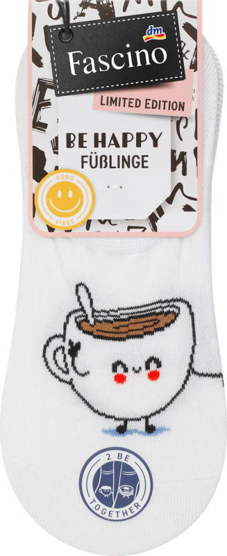 Fascino Füßlinge mit Donut-Motiv weiß, Gr. 35-38