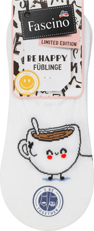 Fascino Füßlinge mit Donut-Motiv weiß, Gr. 35-38