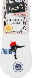 Fascino Füßlinge mit Dackel-Motiv weiß, Gr. 39-42