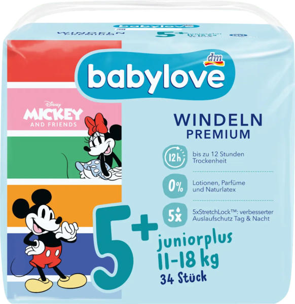 babylove Windeln Premium Disney Gr 5+ (11-18 kg)