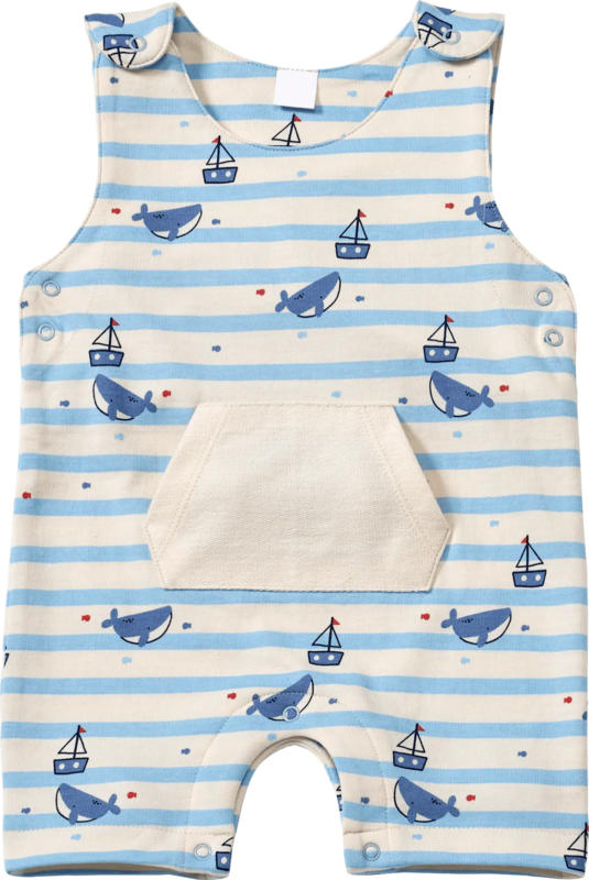 ALANA Strampler mit Wal-Muster, blau & beige, Gr. 62