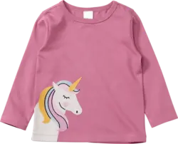 ALANA Langarmshirt mit Einhorn-Applikation, rosa, Gr. 92