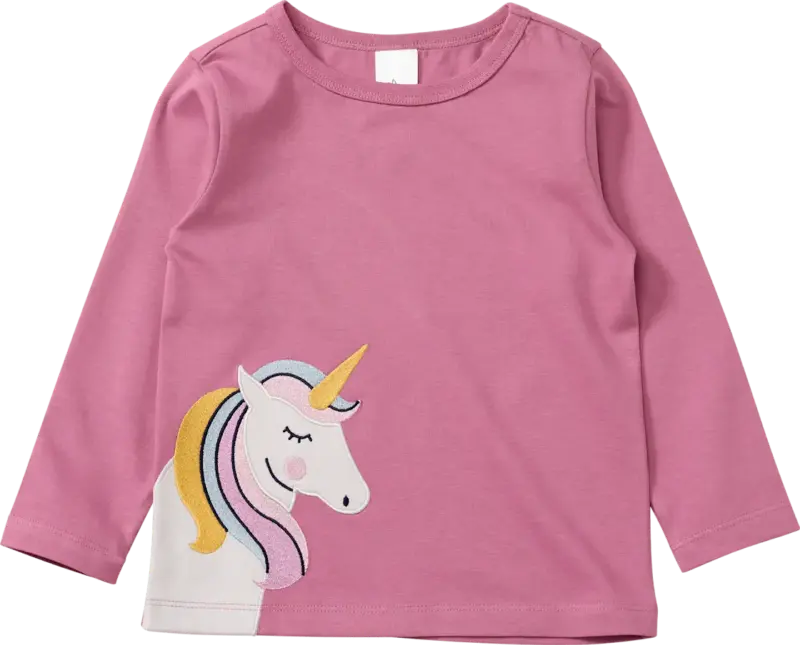 ALANA Langarmshirt mit Einhorn-Applikation, rosa, Gr. 92
