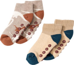 PUSBLU ABS Sneaker Socken mit Dino-Muster, braun & beige, Gr. 23/26