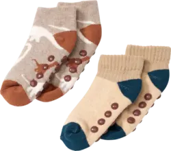PUSBLU ABS Sneaker Socken mit Dino-Muster, braun & beige, Gr. 23/26
