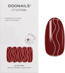 Doonails UV Gel Nagelfolien, Gel Strips Red Glitter