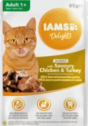 IAMS Nassfutter für Katzen, Delights, Huhn & Pute in Sauce