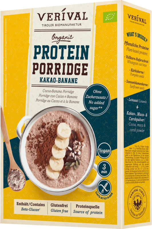VERIVAL Protein Porridge, Kakao & Banane, glutenfrei