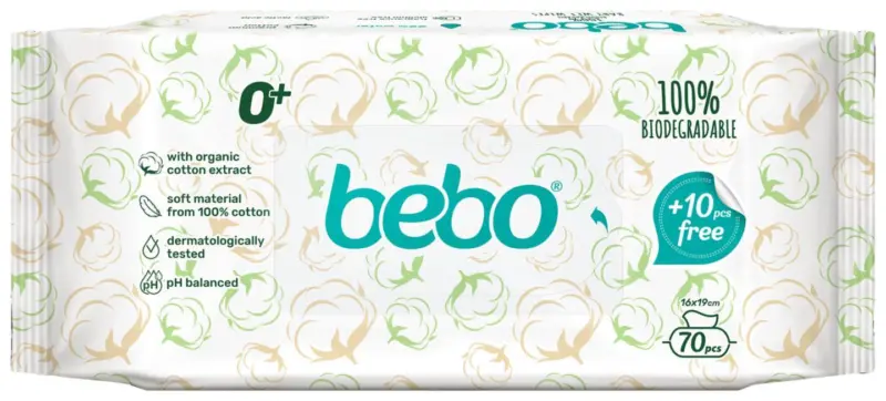 Бебо Влажни кърпи 100% биоразградими