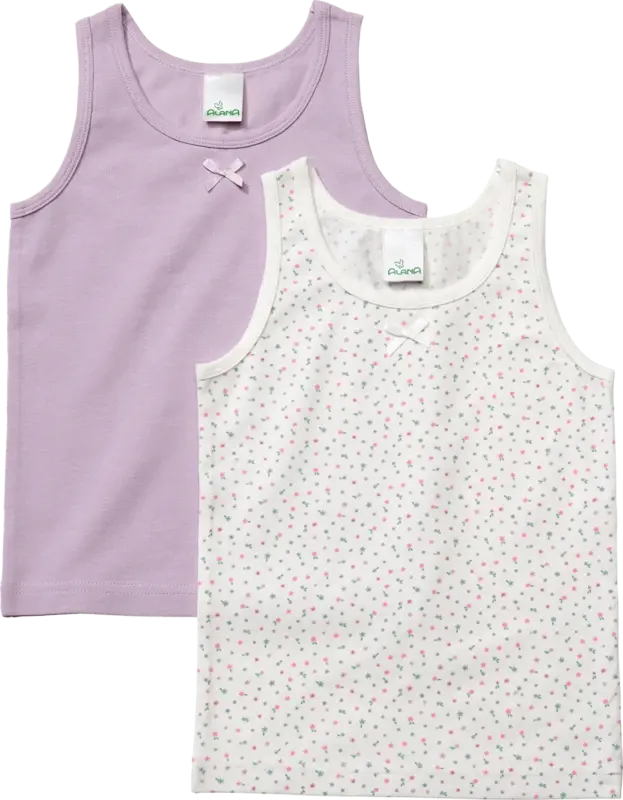 ALANA Unterhemden mit Blümchen-Muster, lila & weiß, Gr. 110/116