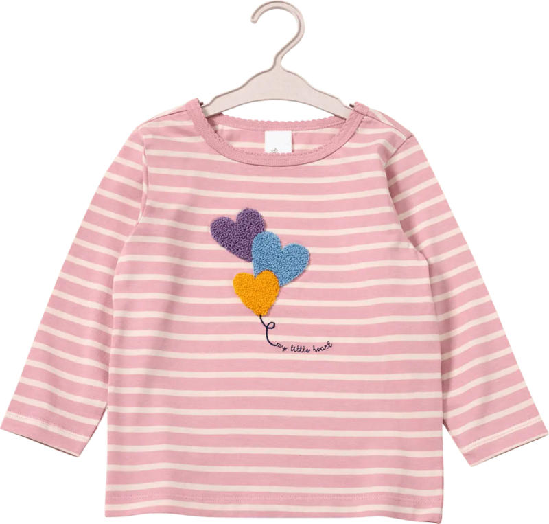 ALANA Langarmshirt mit Herz-Applikation, rosa, Gr. 92 98