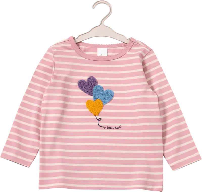 ALANA Langarmshirt mit Herz-Applikation, rosa, Gr. 104